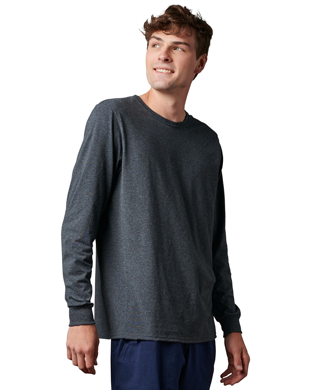 Russell Athletic Unisex Cotton Classic Long-Sleeve T-Shirt CHARCOAL GREY 