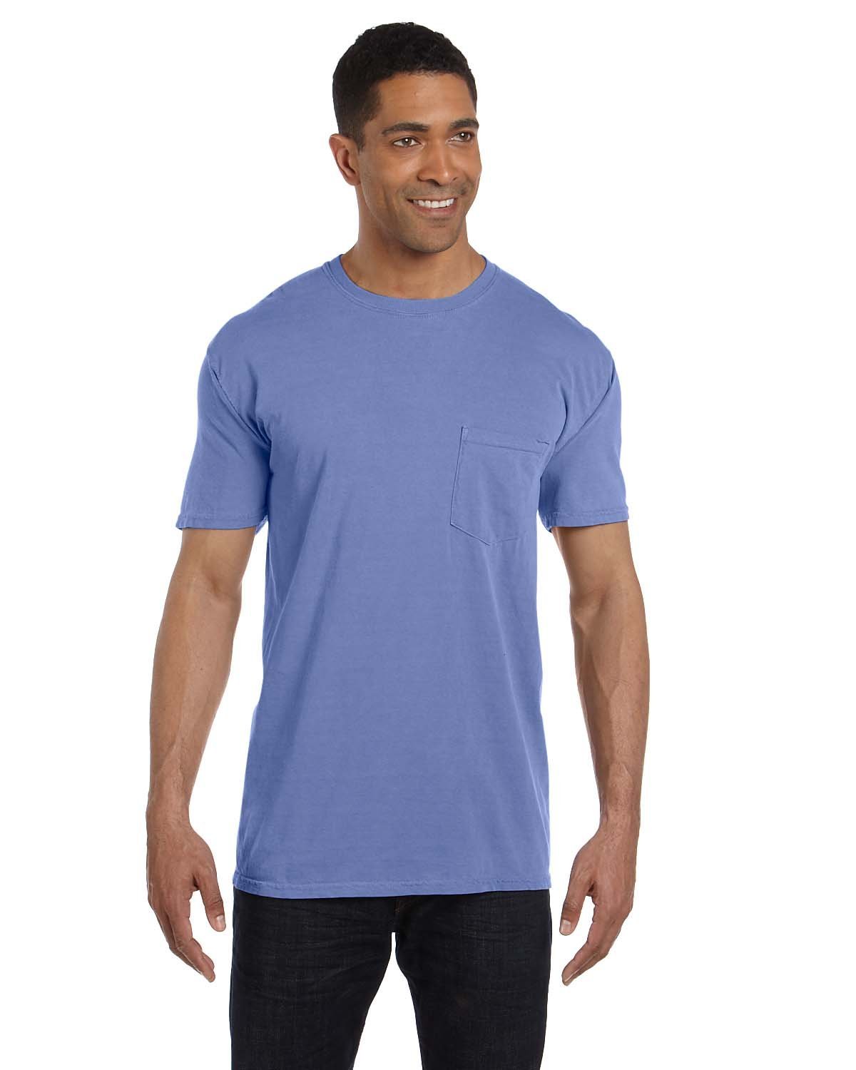 Comfort Colors Adult Heavyweight RS Pocket T-Shirt FLO BLUE 