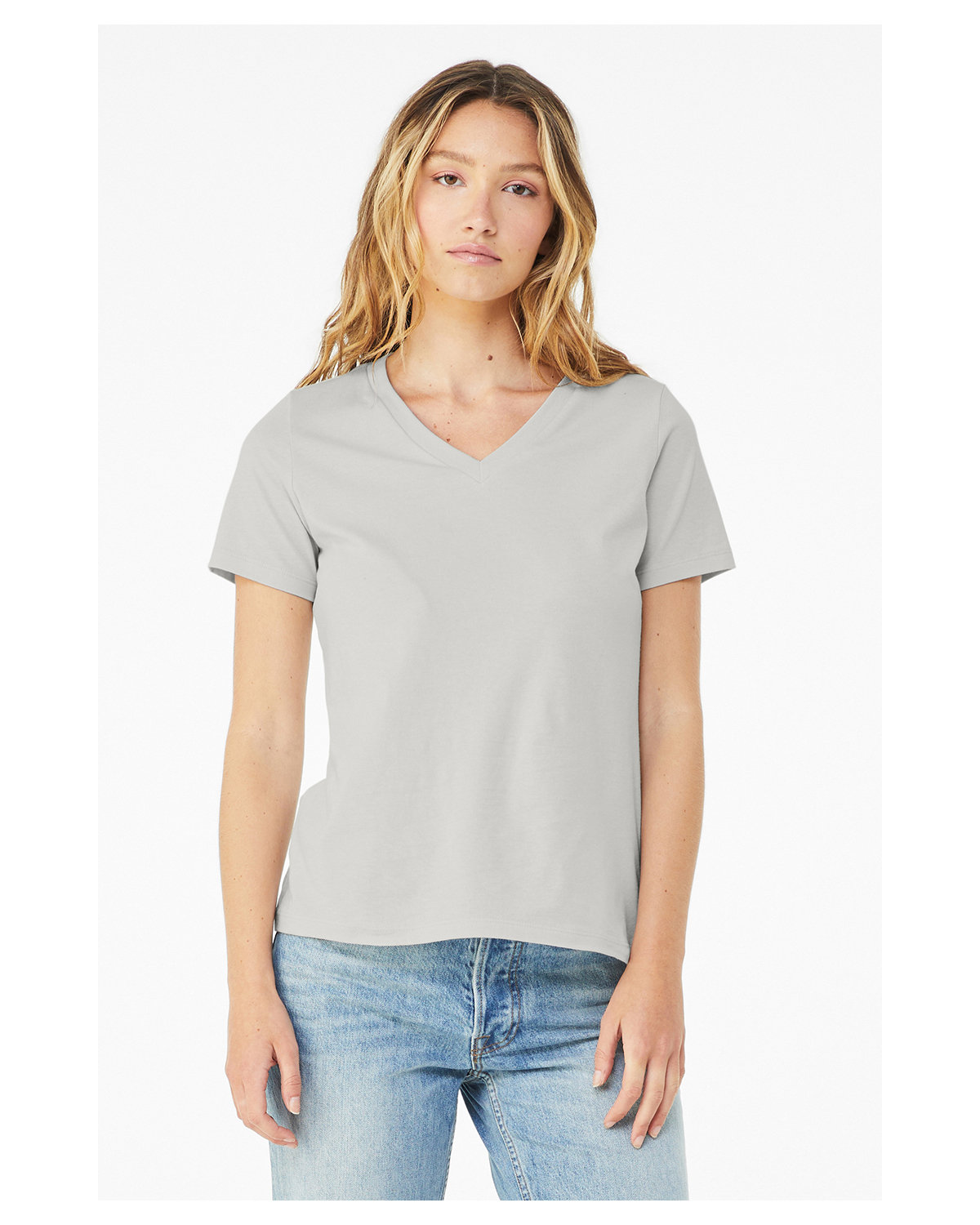 Bella + Canvas Ladies' Relaxed Jersey V-Neck T-Shirt SILVER 
