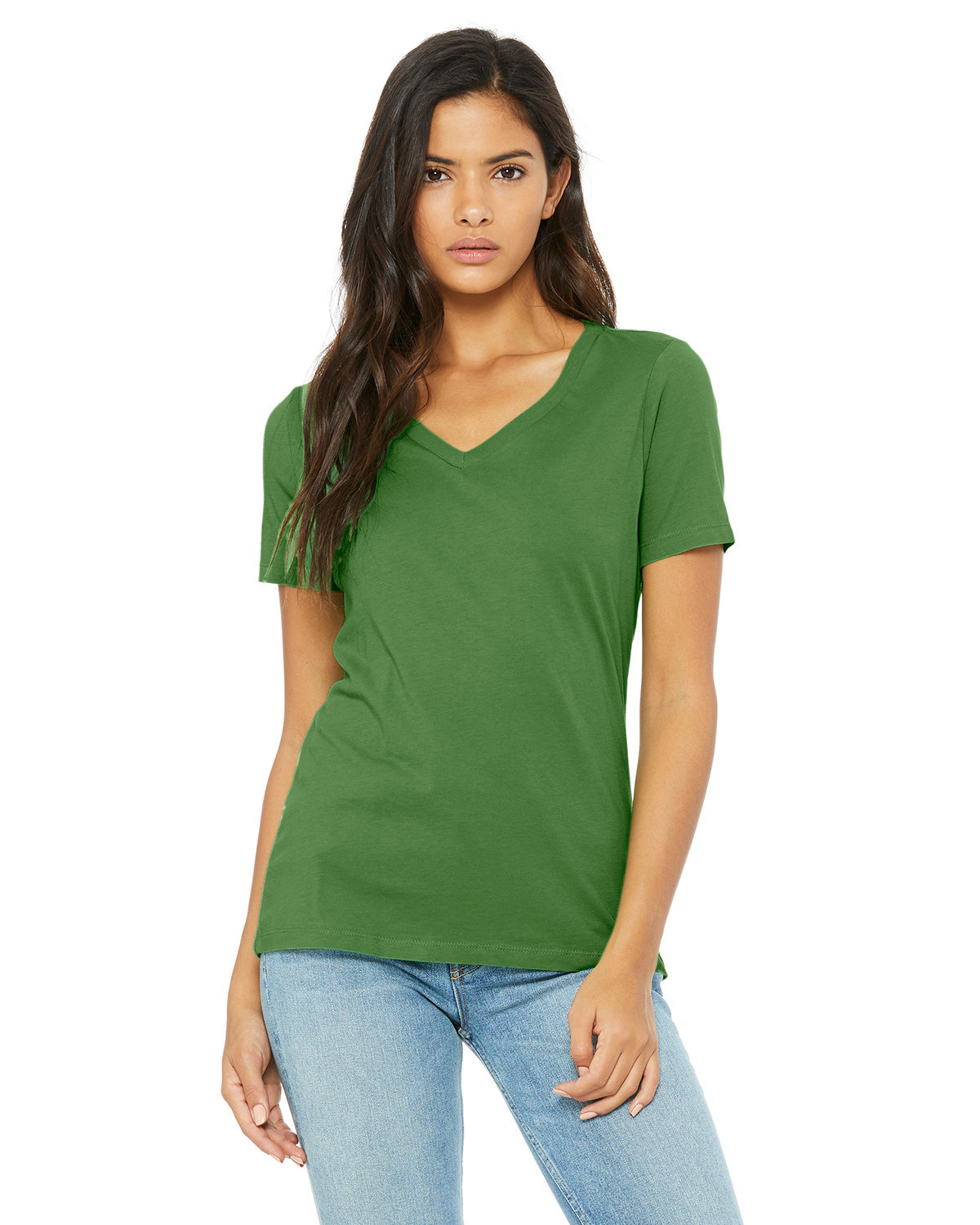 Bella + Canvas Ladies' Relaxed Jersey V-Neck T-Shirt LEAF 