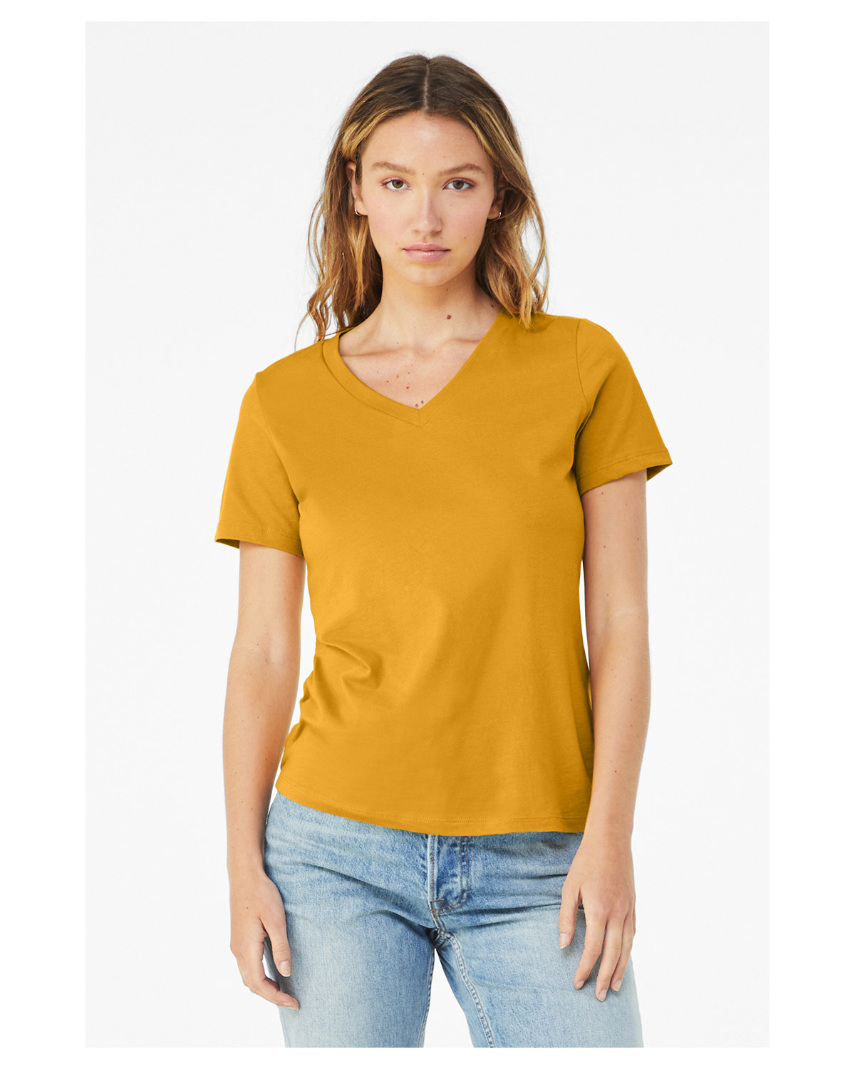 Bella + Canvas Ladies' Relaxed Jersey V-Neck T-Shirt MUSTARD 