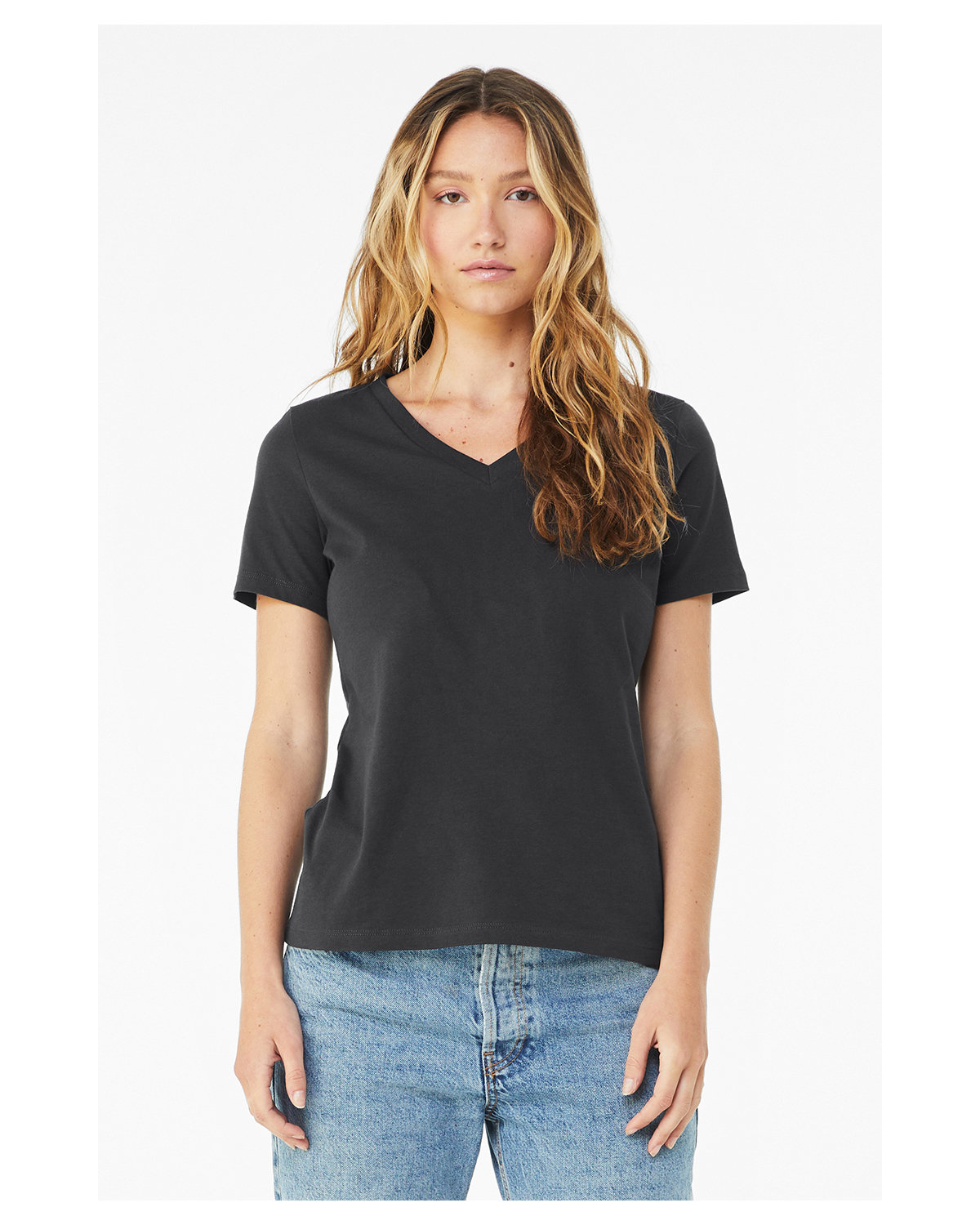Bella + Canvas Ladies' Relaxed Jersey V-Neck T-Shirt DARK GREY 
