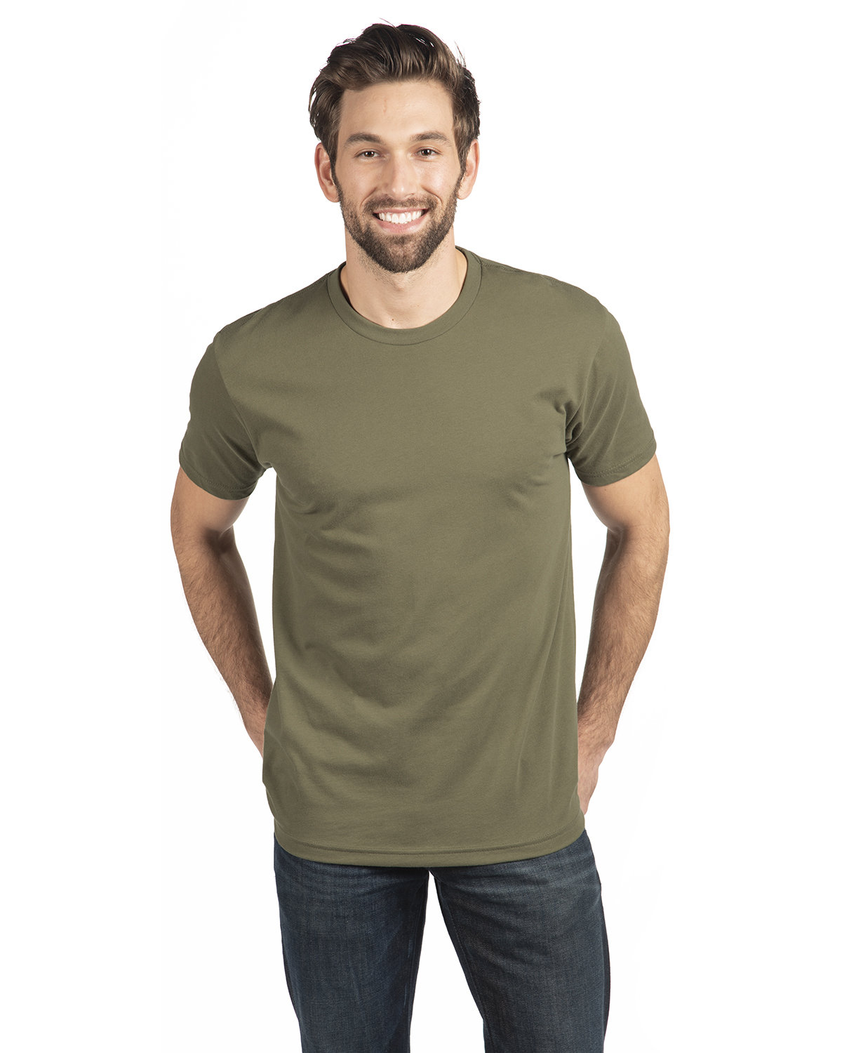 Next Level Apparel Men's Sueded Crew MILITARY GREEN 