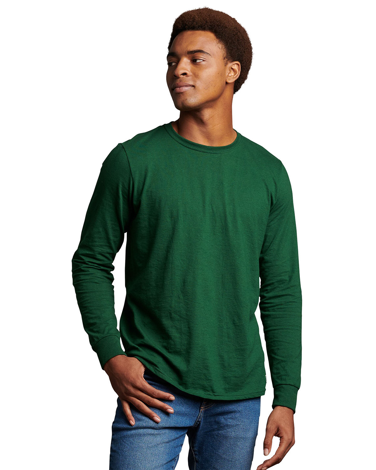 Russell Athletic Unisex Essential Performance Long-Sleeve T-Shirt DARK GREEN 