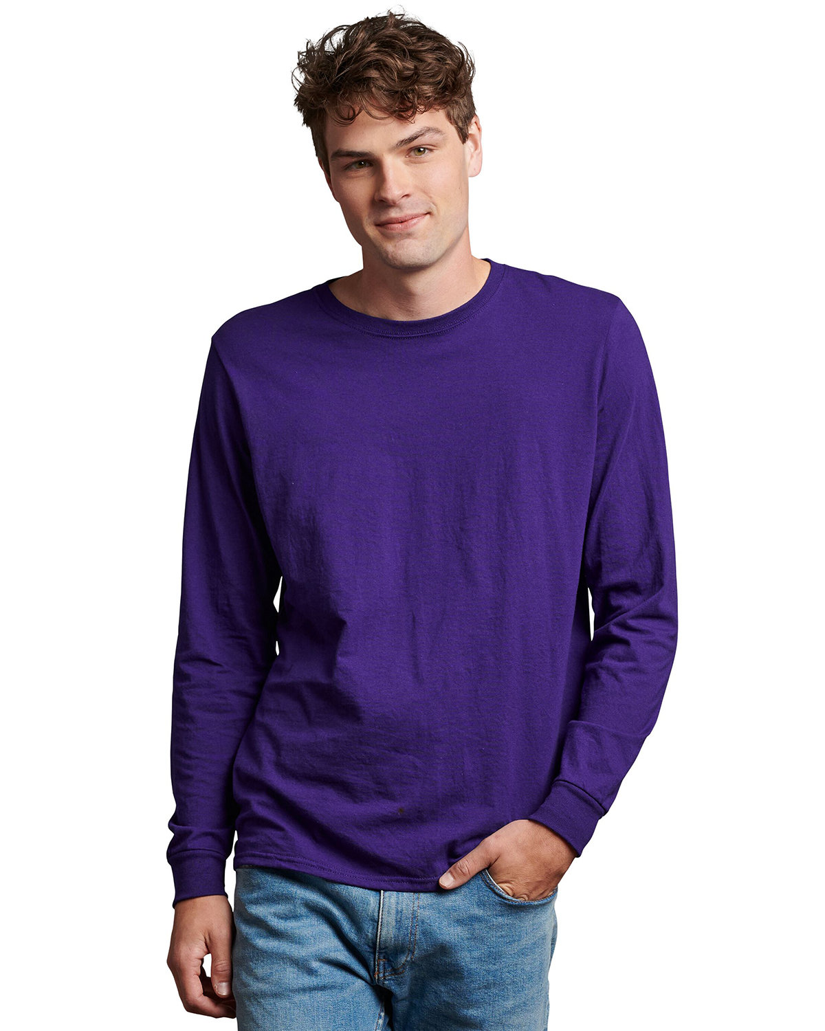 Russell Athletic Unisex Essential Performance Long-Sleeve T-Shirt PURPLE 