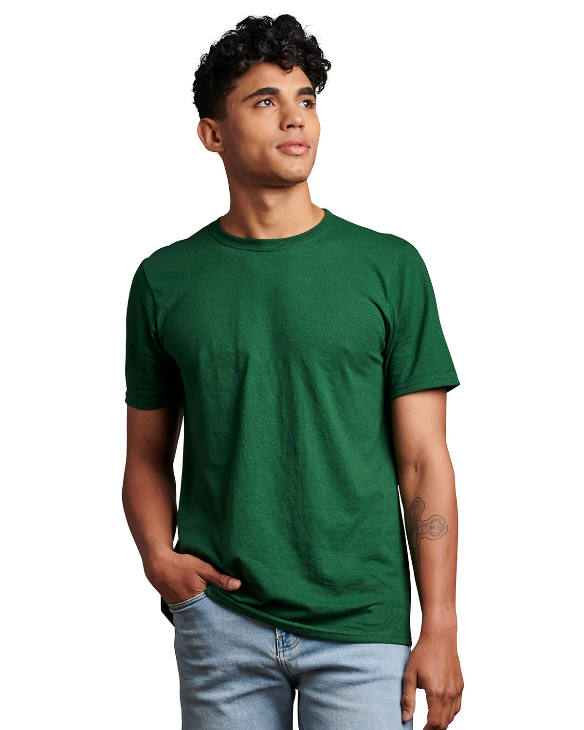 Russell Athletic Unisex Essential Performance T-Shirt DARK GREEN 