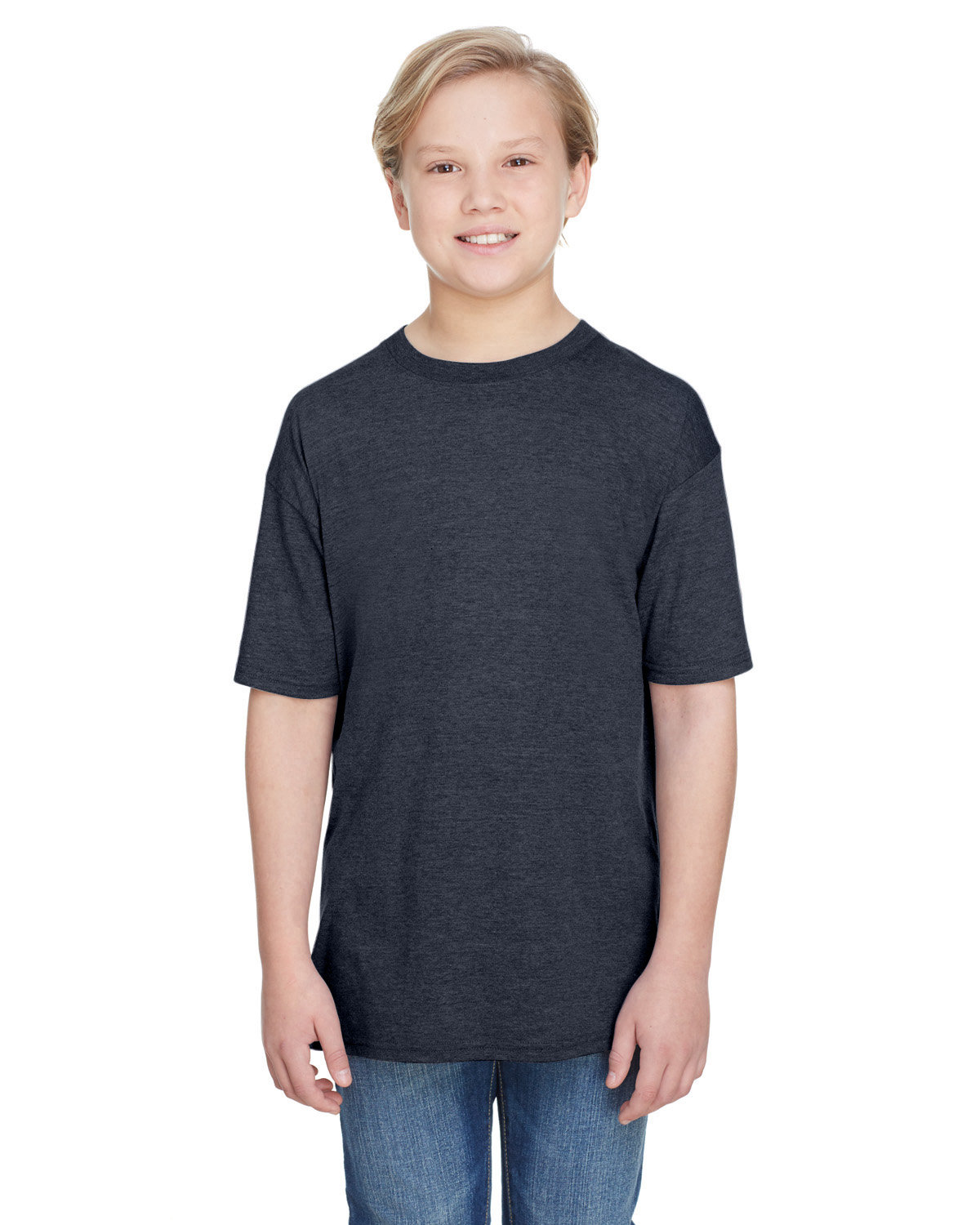 Anvil Youth Triblend T-Shirt HEATHER NAVY 