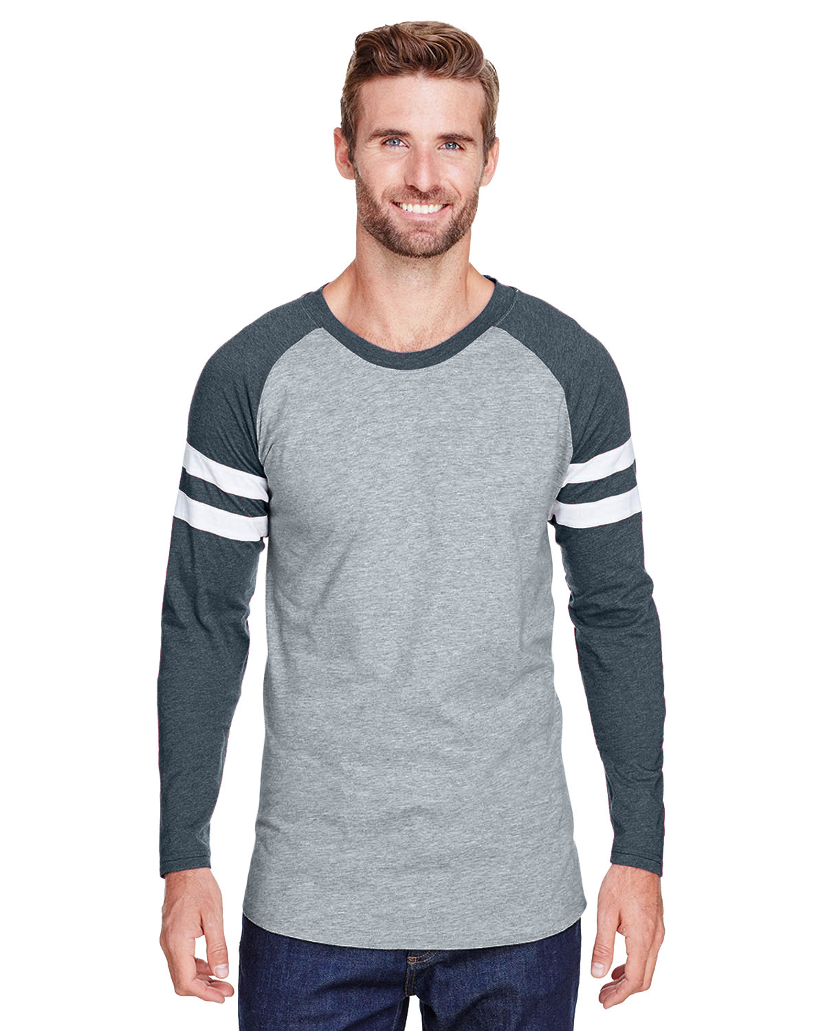 LAT Men's Gameday Mash-Up Long Sleeve Fine Jersey T-Shirt VN HTH/ VN NV/ W 