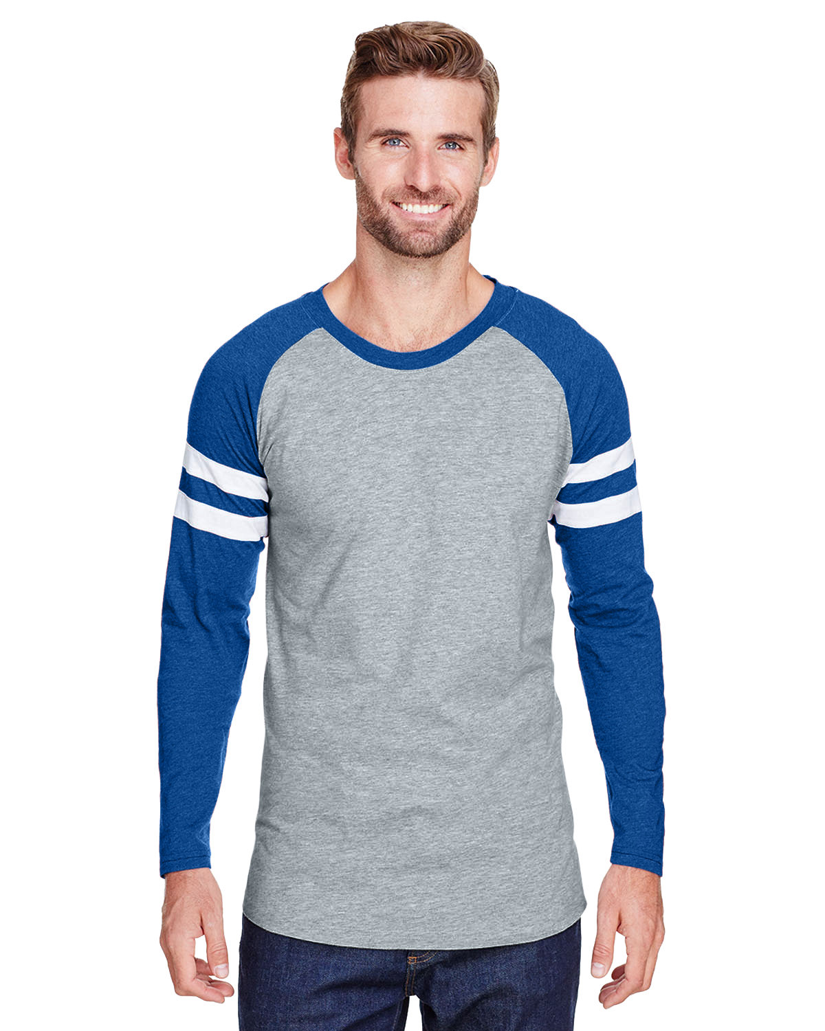 LAT Men's Gameday Mash-Up Long Sleeve Fine Jersey T-Shirt VN HTH/ VN RY/ W 