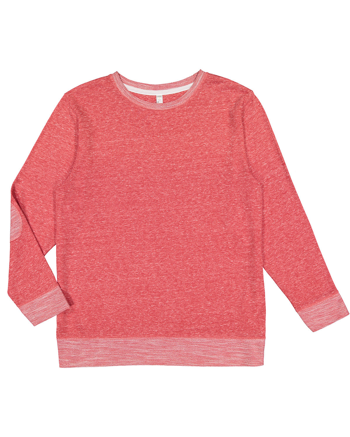 LAT Adult Harborside Melange French Terry Crewneck with Elbow Patches red melange 