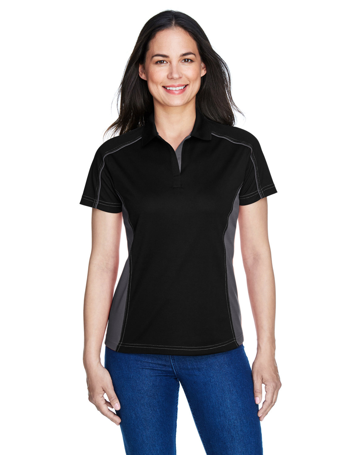 Extreme Ladies' Eperformance™ Fuse Snag Protection Plus Colorblock Polo BLACK/ CARBON 