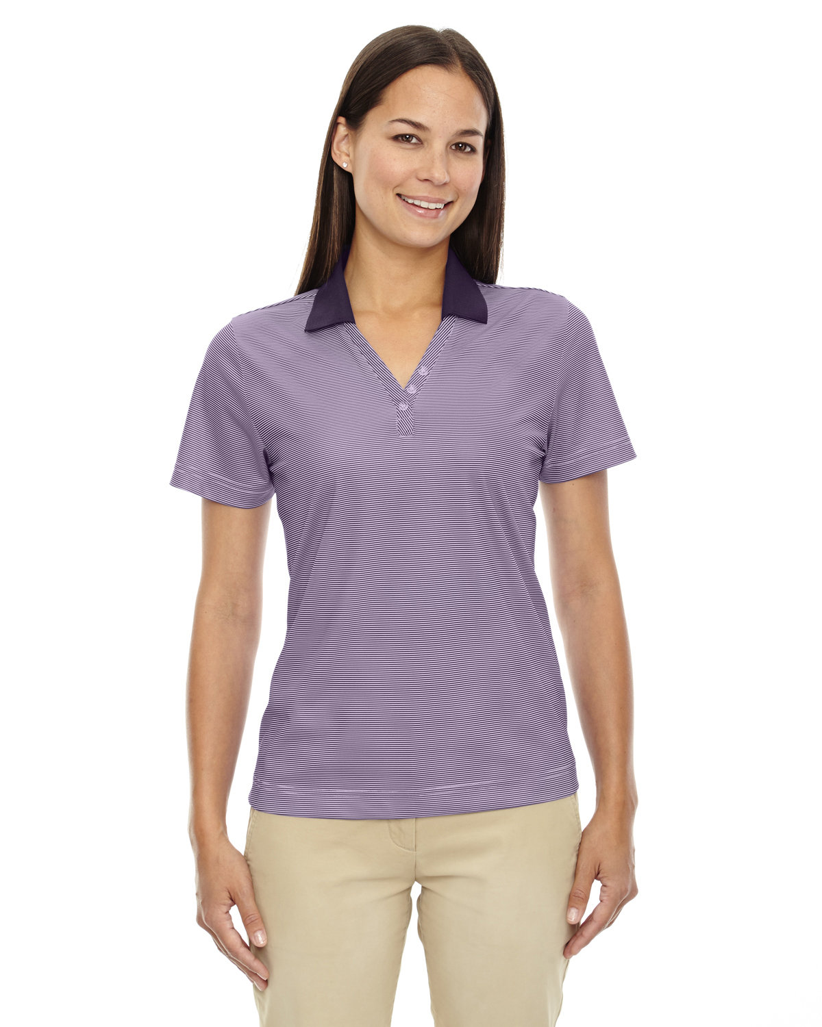 Extreme Ladies' Eperformance™ Launch Snag Protection Striped Polo MULBERRY PURPLE 