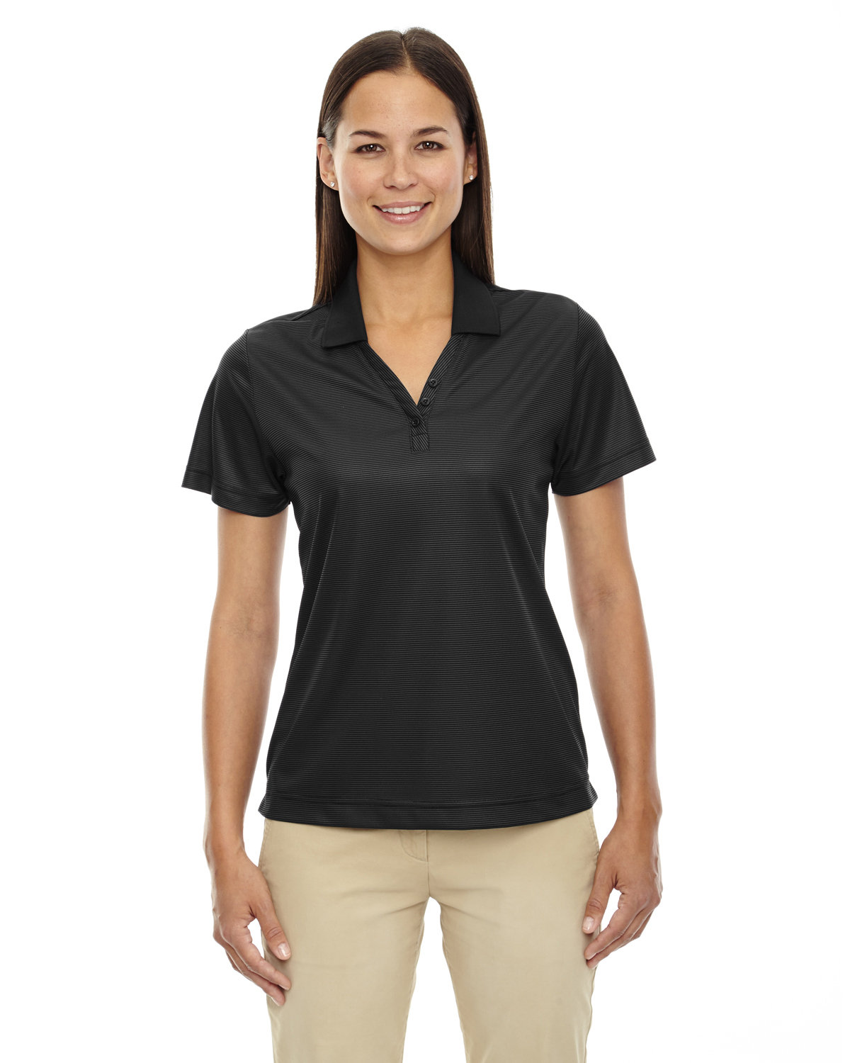 Extreme Ladies' Eperformance™ Launch Snag Protection Striped Polo BLACK 