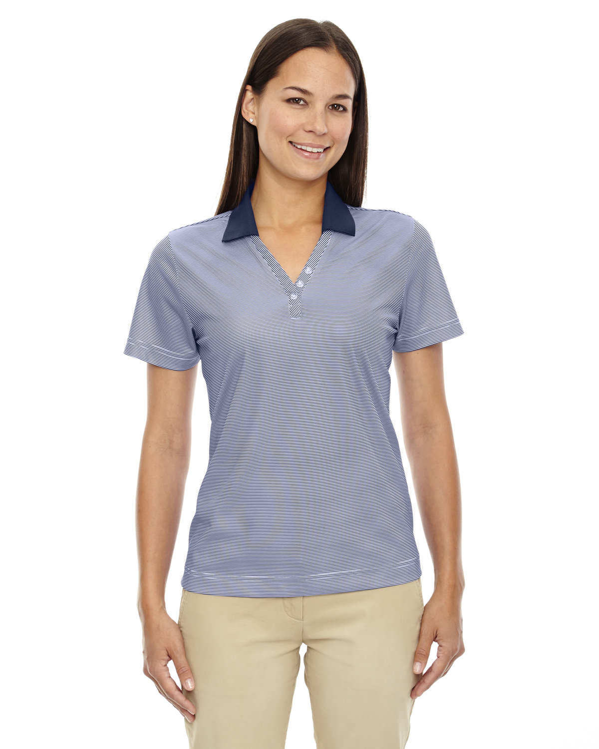 Extreme Ladies' Eperformance™ Launch Snag Protection Striped Polo CLASSIC NAVY 