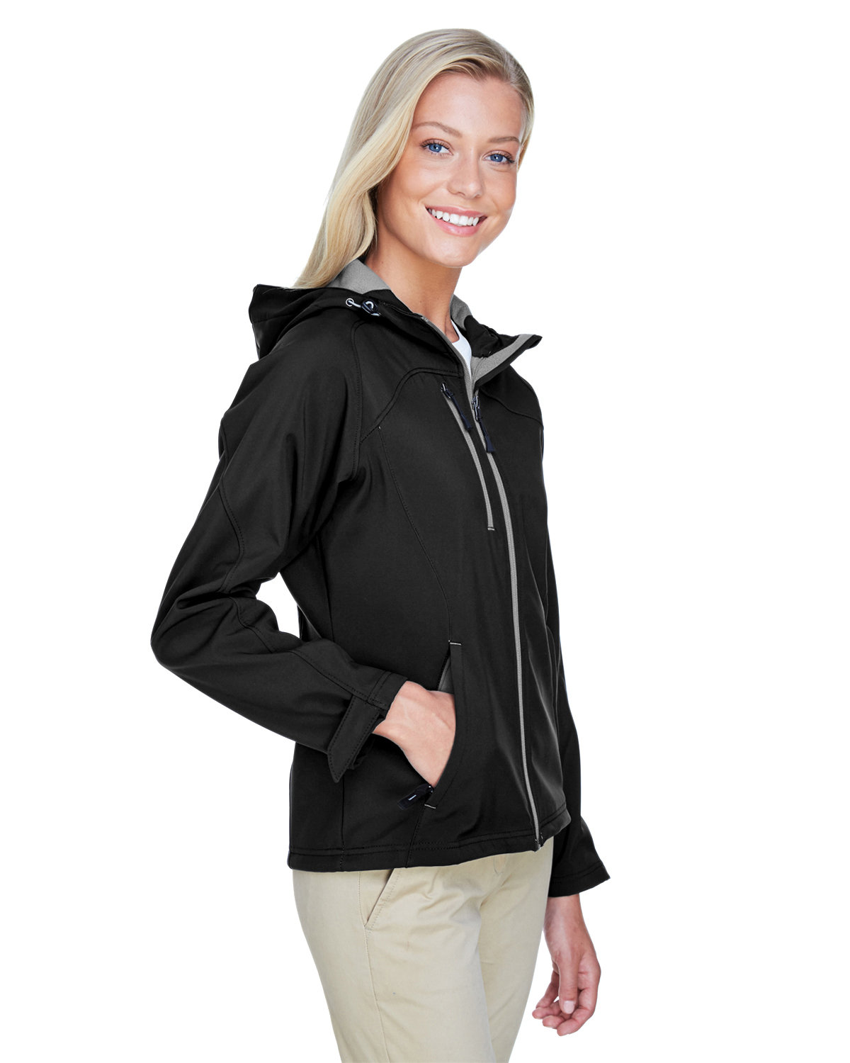 North End Ladies' Prospect Two-Layer Fleece Bonded Soft Shell Hooded ...