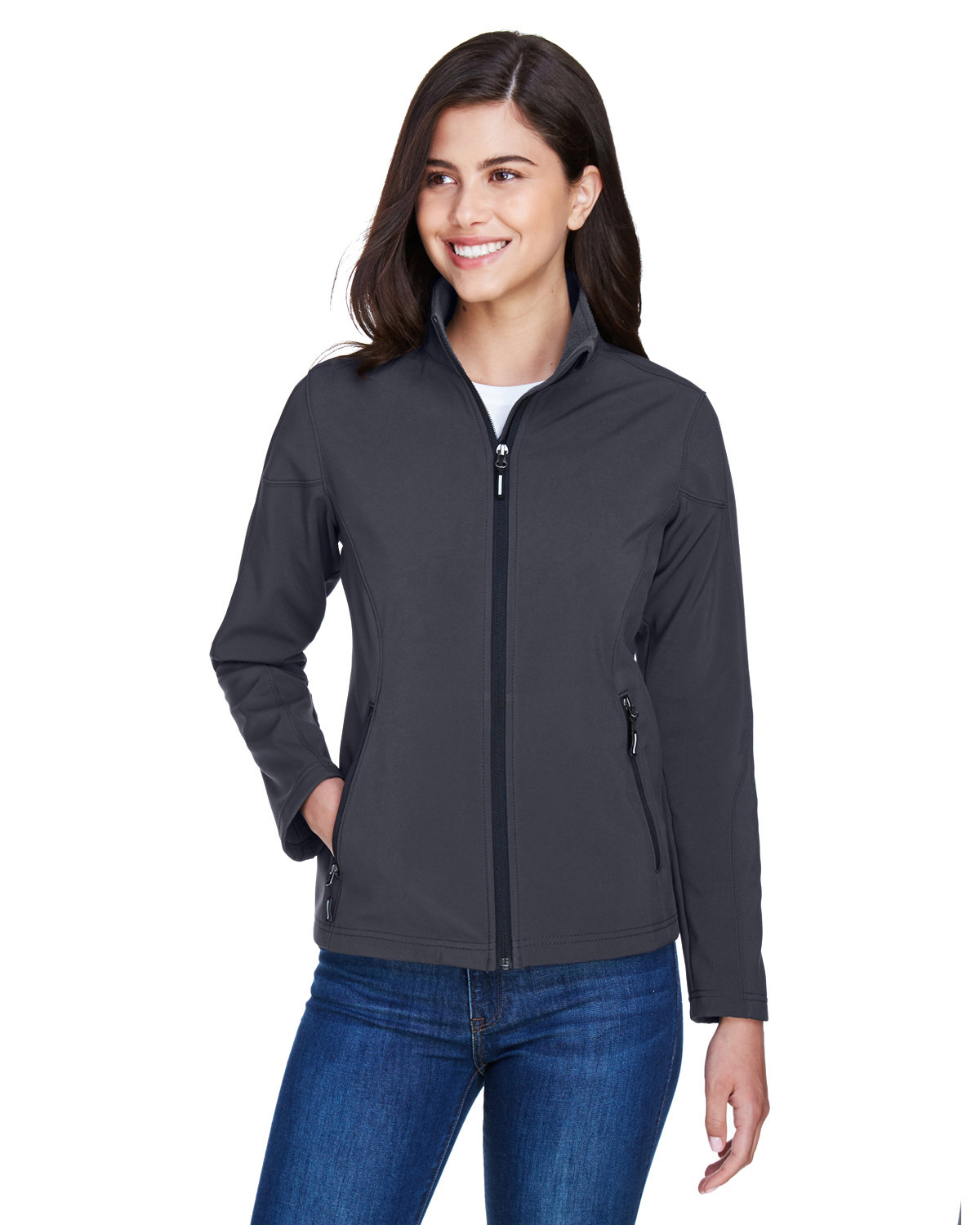 Core 365 Ladies' Cruise Two-Layer Fleece Bonded Soft Shell Jacket CARBON 