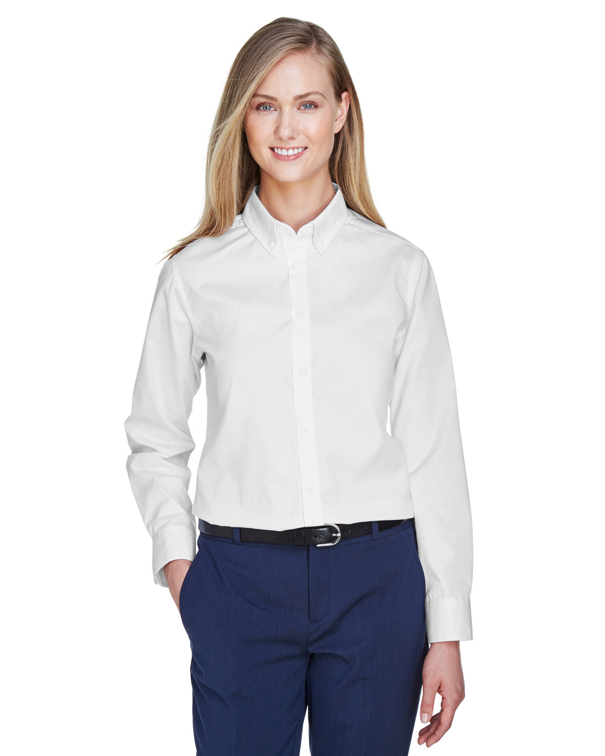 CORE365 Ladies' Operate Long-Sleeve Twill Shirt WHITE 