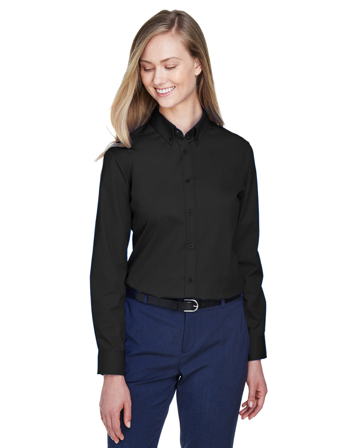 CORE365 Ladies' Operate Long-Sleeve Twill Shirt BLACK 