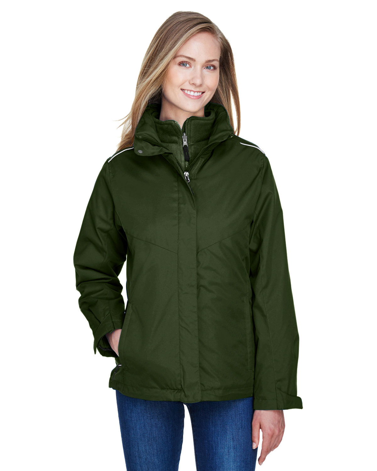 Core 365 Ladies' Region 3-in-1 Jacket with Fleece Liner FOREST 