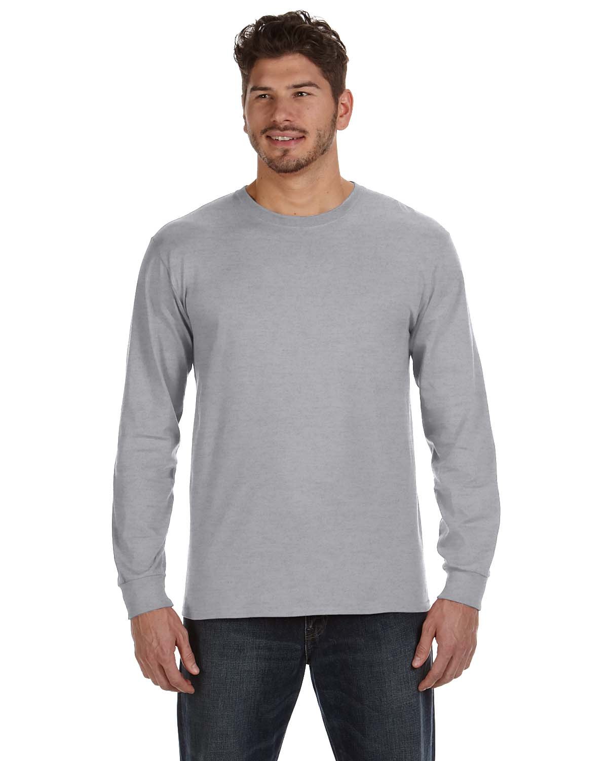 Anvil Adult Midweight Long-Sleeve T-Shirt HEATHER GREY 
