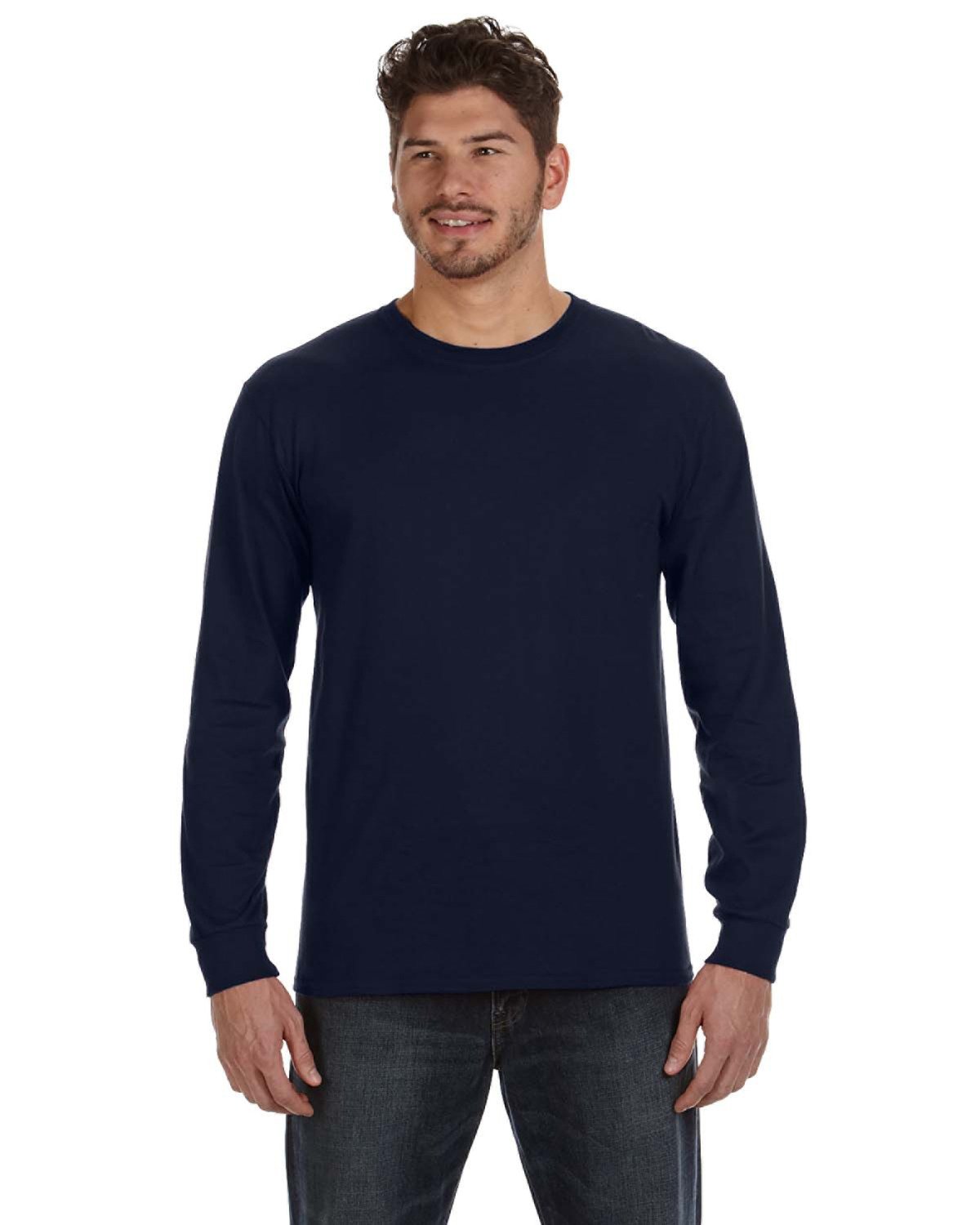 Anvil Adult Midweight Long-Sleeve T-Shirt NAVY 