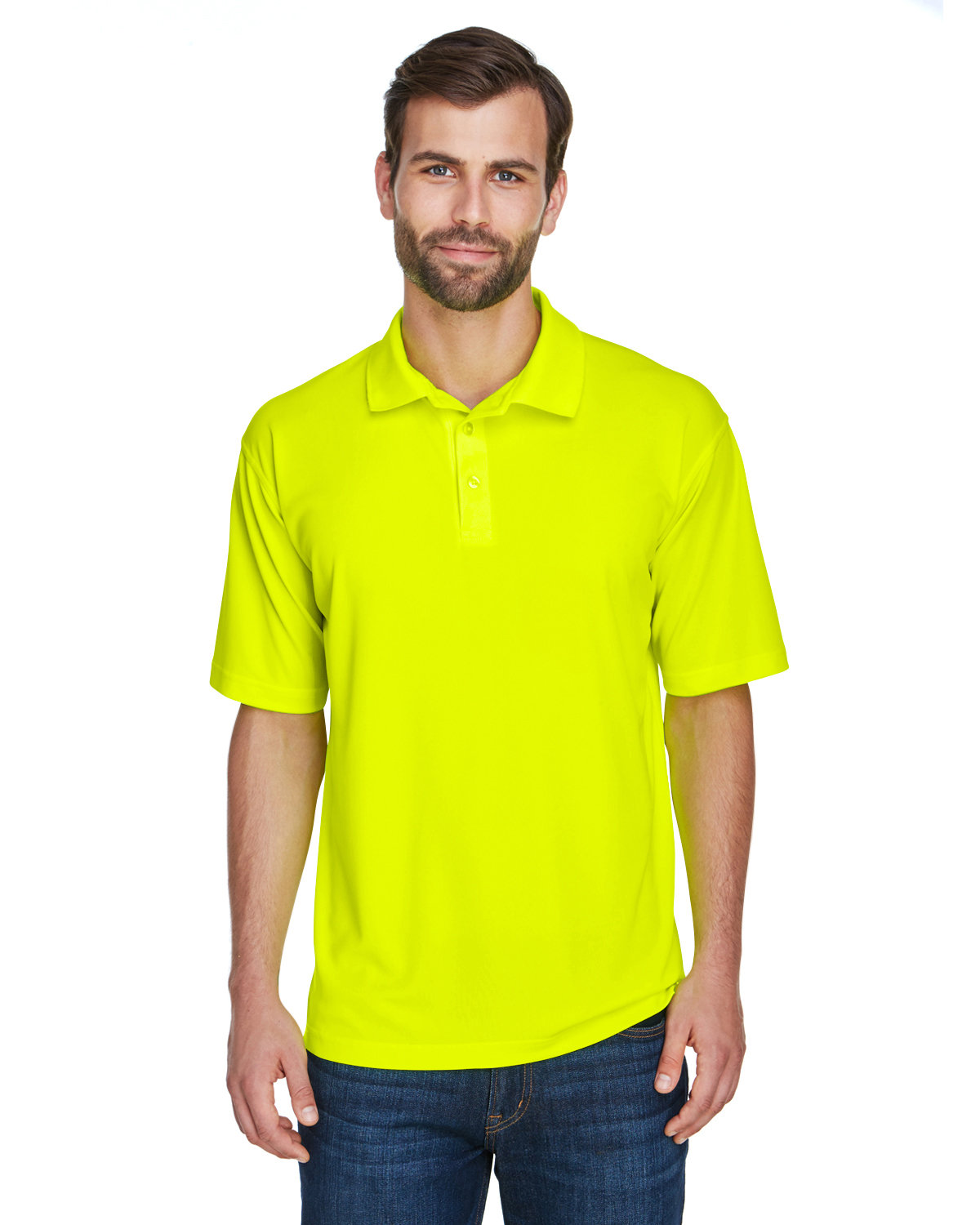 UltraClub Men's Cool & Dry Mesh Piqué Polo bright yellow 
