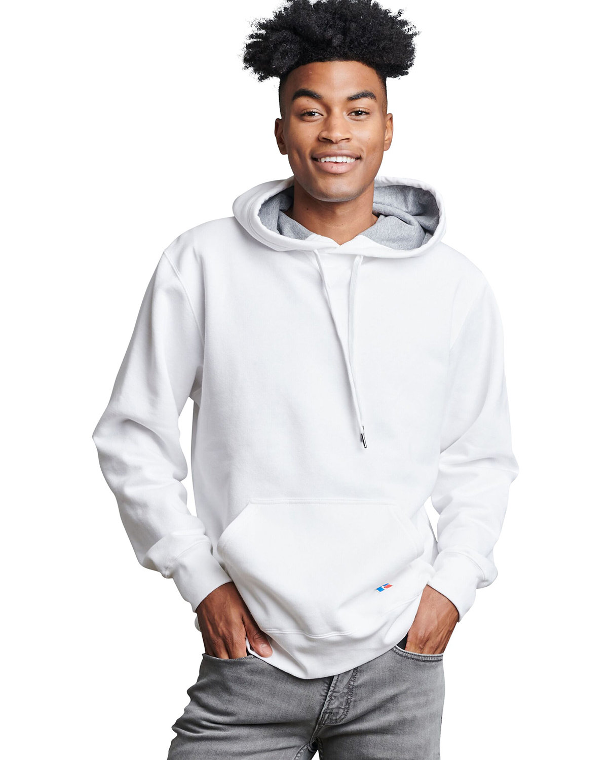 Russell Athletic Unisex Cotton Classic Hooded Sweatshirt WHITE 