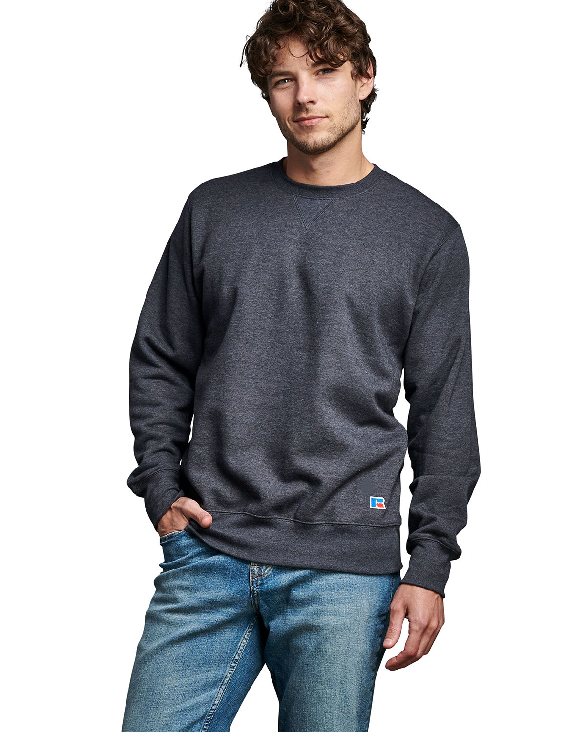 Russell Athletic Unisex Cotton Classic Crew Sweatshirt CHARCOAL HEATHER 