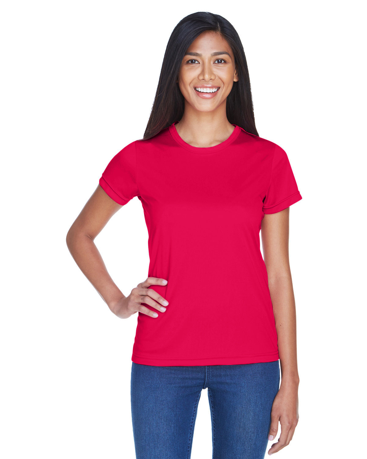 UltraClub Ladies' Cool & Dry Sport Performance Interlock T-Shirt RED 