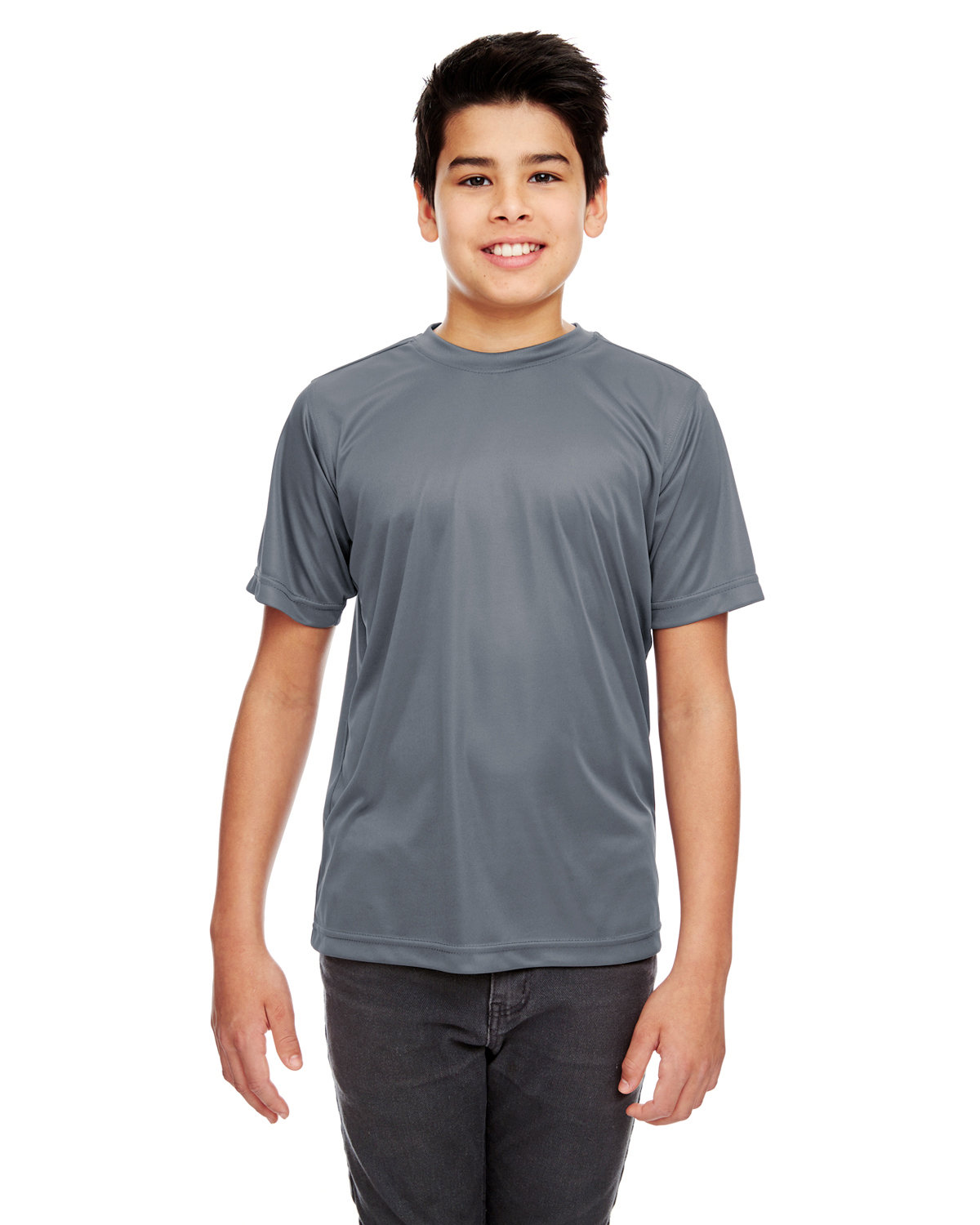 UltraClub Youth Cool & Dry Sport Performance Interlock T-Shirt CHARCOAL 