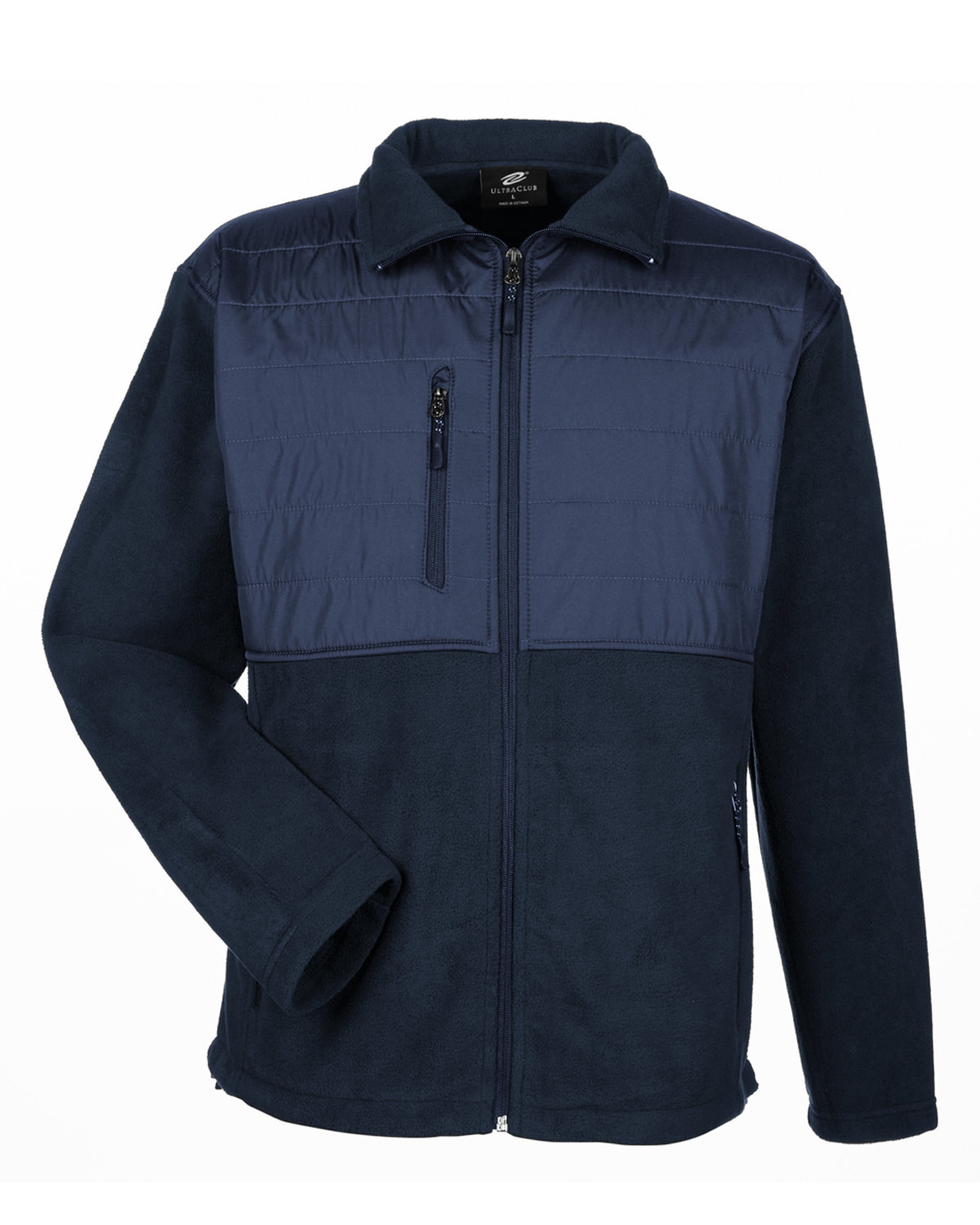 UltraClub Men's Fleece Jacket with Quilted Yoke Overlay | alphabroder