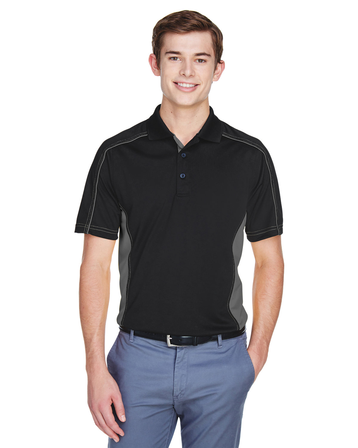 Extreme Men's Eperformance™ Fuse Snag Protection Plus Colorblock Polo BLACK/ CARBON 