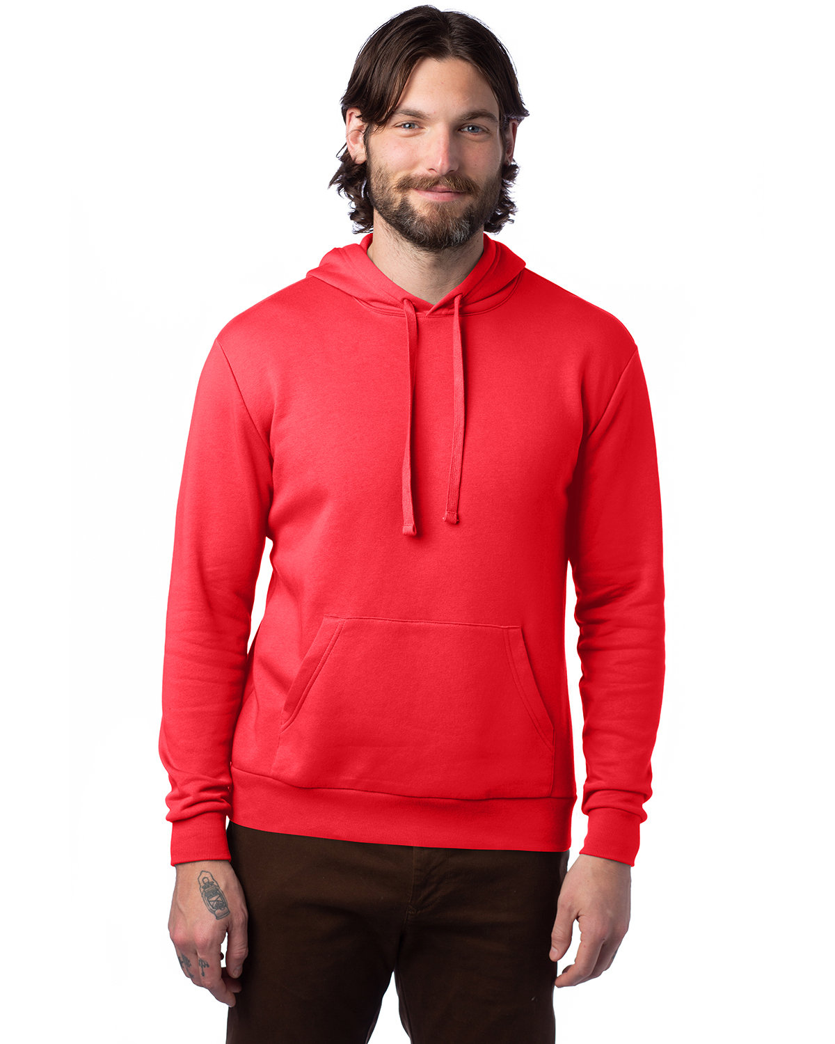 Alternative Adult Eco Cozy Fleece Pullover Hooded Sweatshirt APPLE RED 