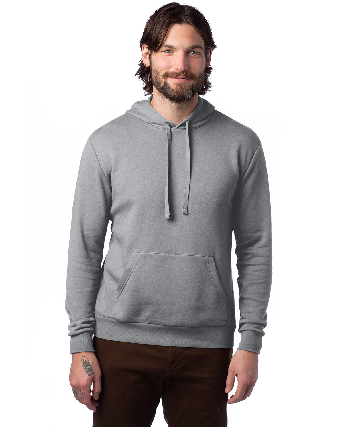 Alternative Adult Eco Cozy Fleece Pullover Hooded Sweatshirt HEATHER GREY 