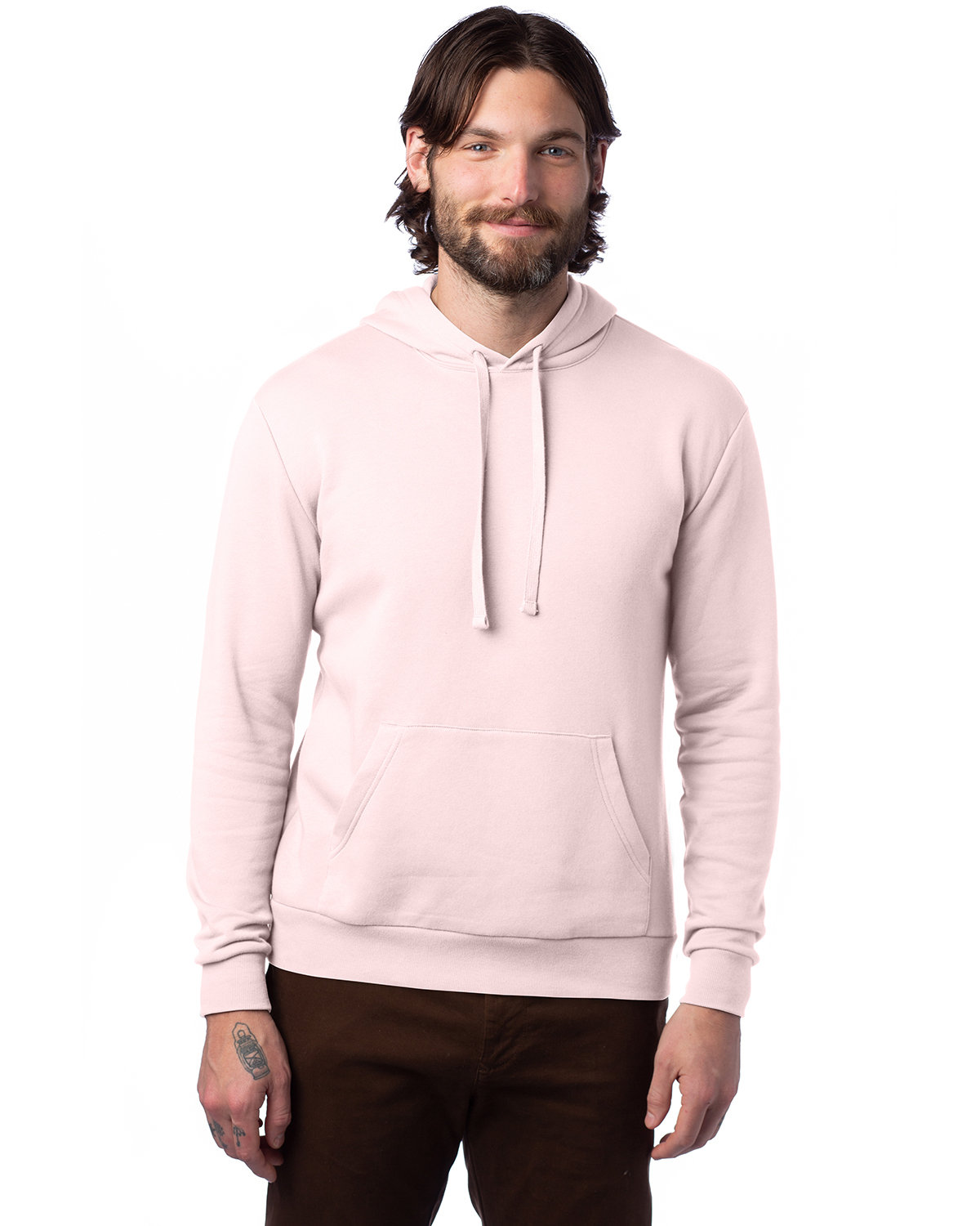 Alternative Adult Eco Cozy Fleece Pullover Hooded Sweatshirt FADED PINK 