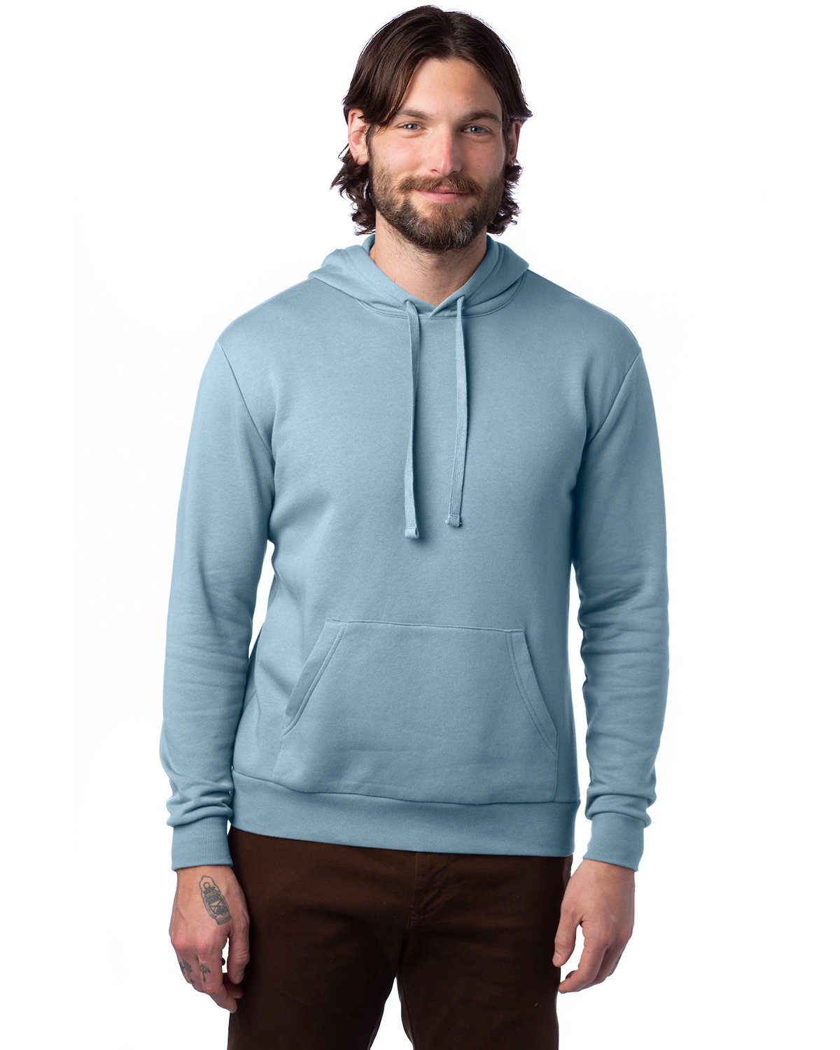 Alternative Adult Eco Cozy Fleece Pullover Hooded Sweatshirt LIGHT BLUE 
