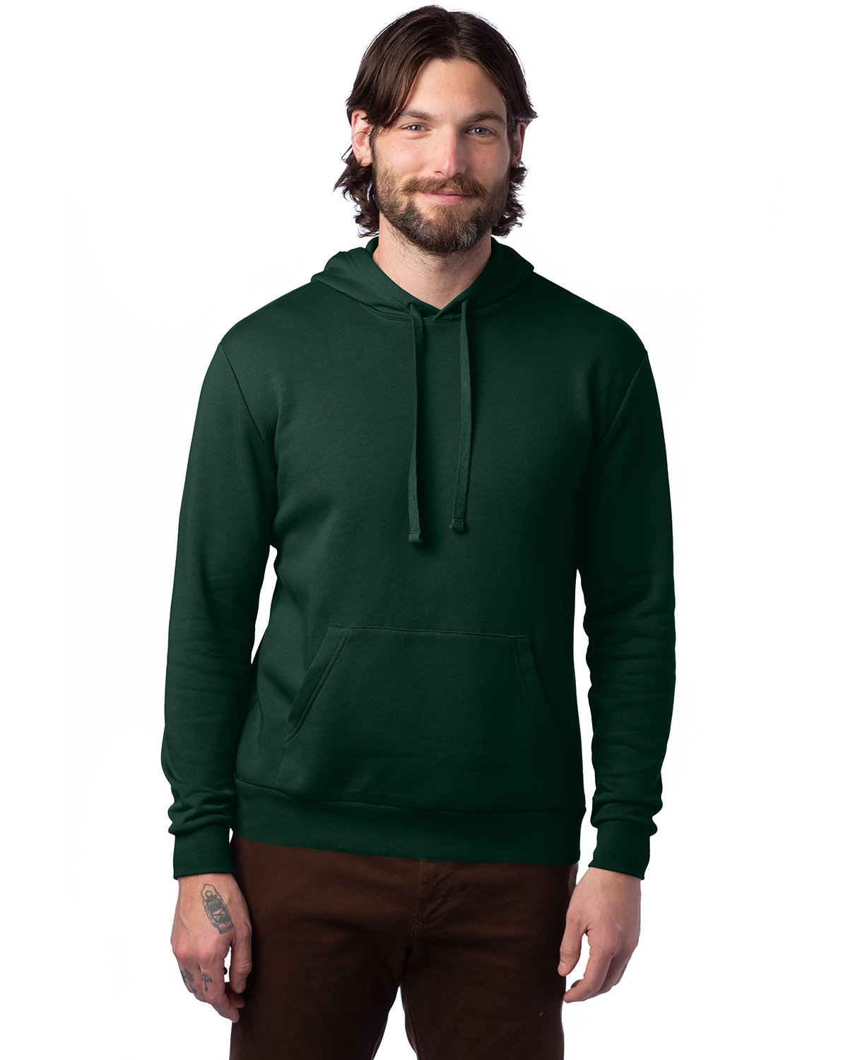 Alternative Adult Eco Cozy Fleece Pullover Hooded Sweatshirt VARSITY GREEN 