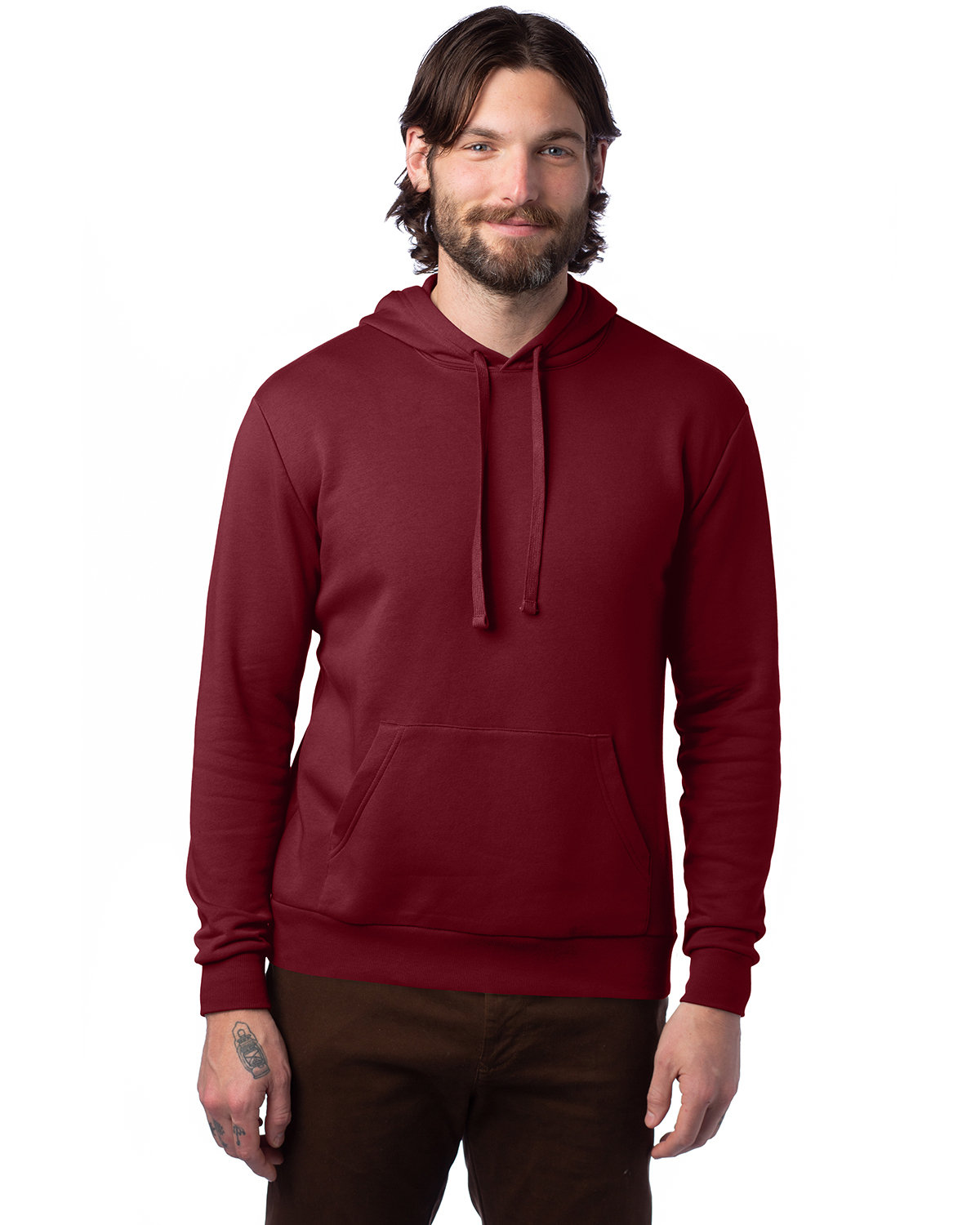 Alternative Adult Eco Cozy Fleece Pullover Hooded Sweatshirt CURRANT 