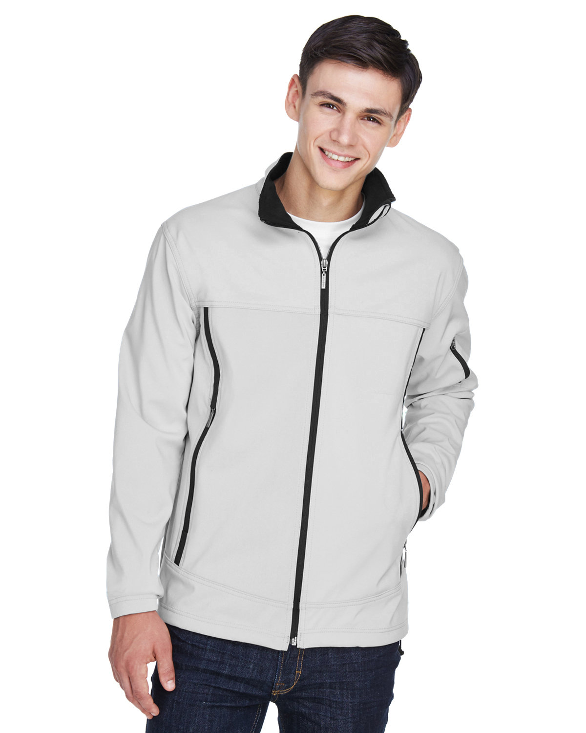North End Men's Three-Layer Fleece Bonded Performance Soft Shell Jacket NATURAL STONE 
