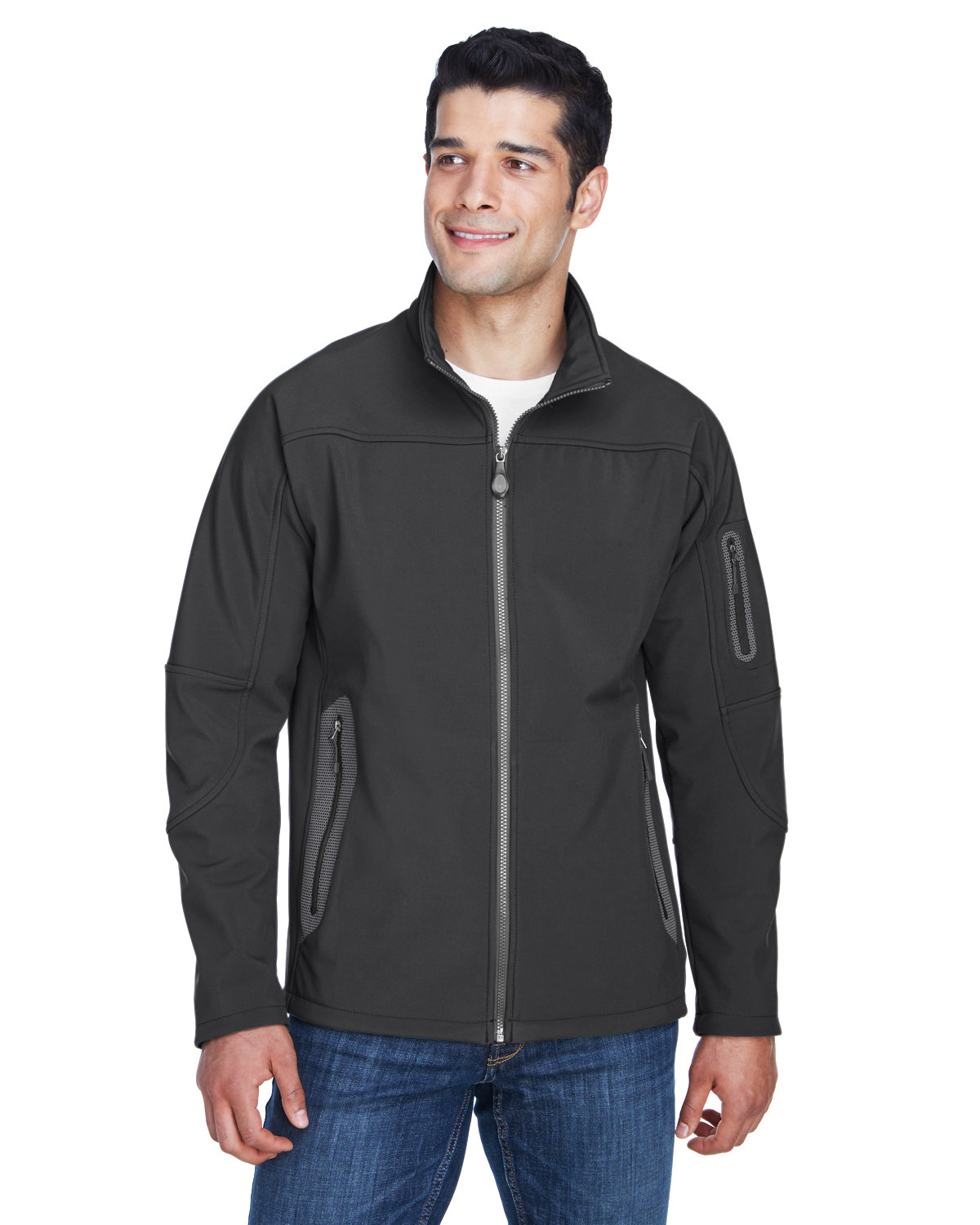 North End Men's Three-Layer Fleece Bonded Soft Shell Technical Jacket GRAPHITE 