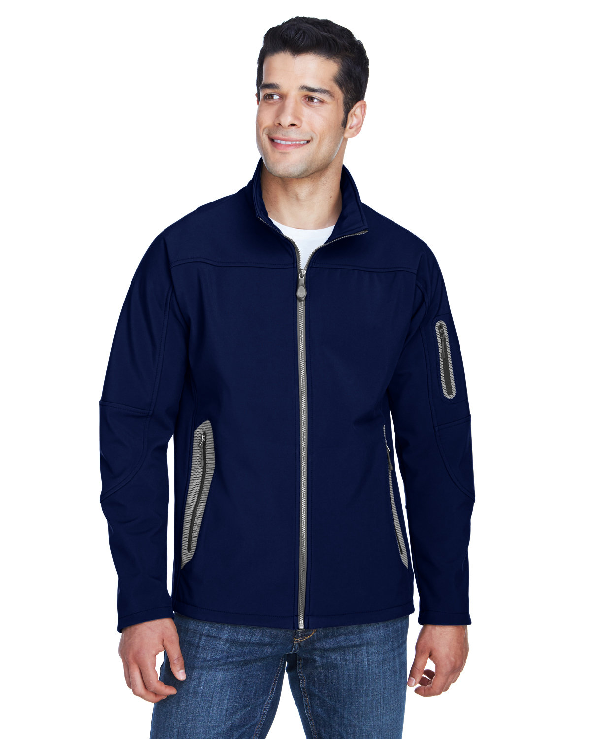 North End Men's Three-Layer Fleece Bonded Soft Shell Technical Jacket CLASSIC NAVY 