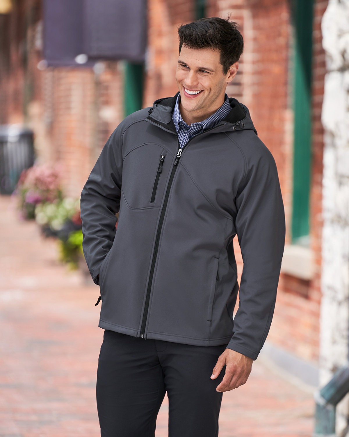 North End Men's Prospect Two-Layer Fleece Bonded Soft Shell Hooded