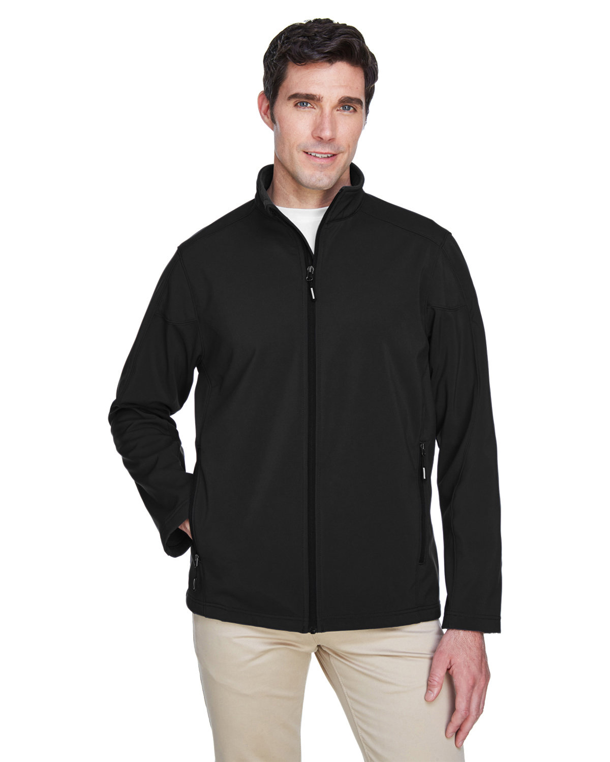 Core 365 Men's Cruise Two-Layer Fleece Bonded Soft Shell Jacket BLACK 