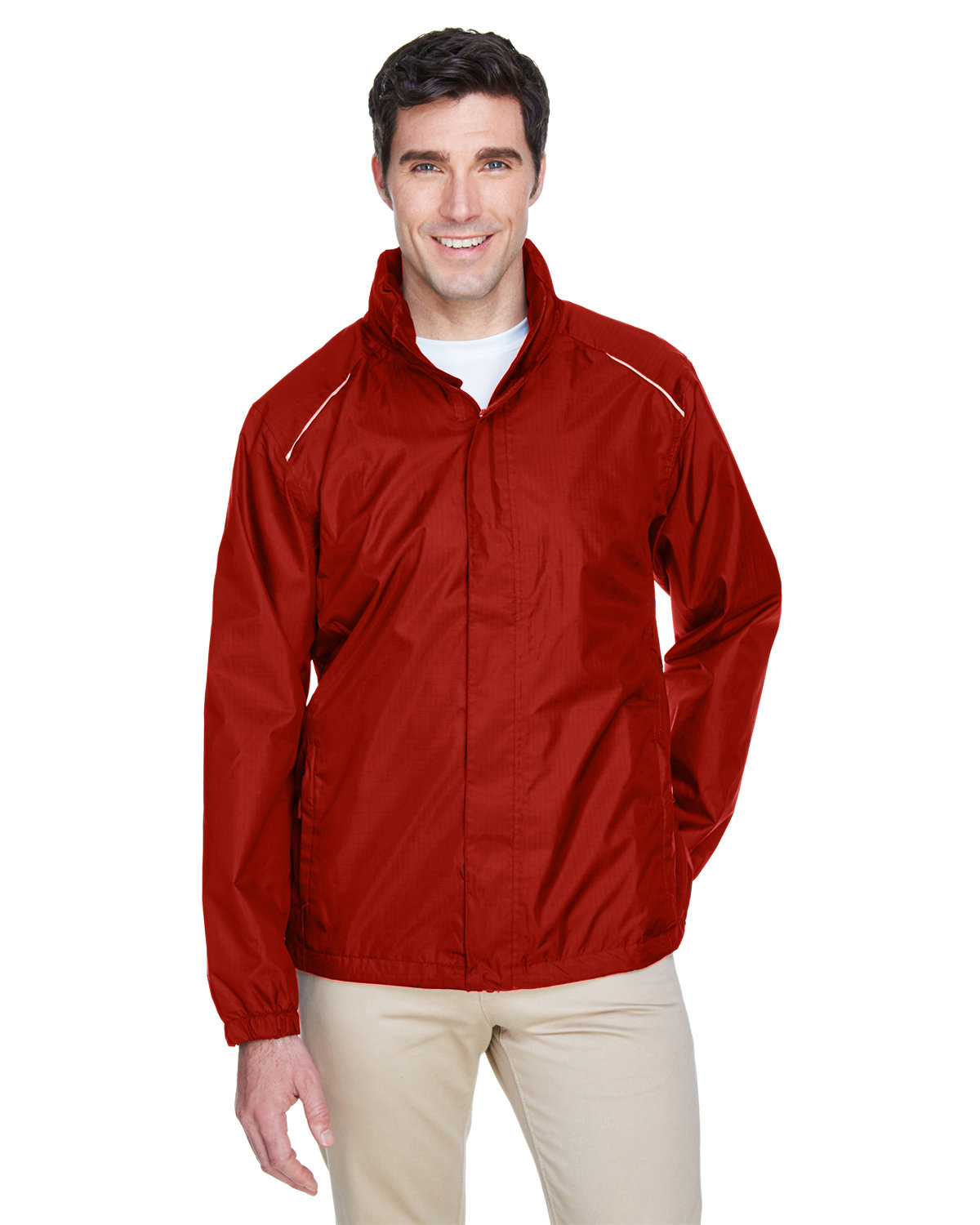 CORE365 Men's Climate Seam-Sealed Lightweight Variegated Ripstop Jacket classic red 