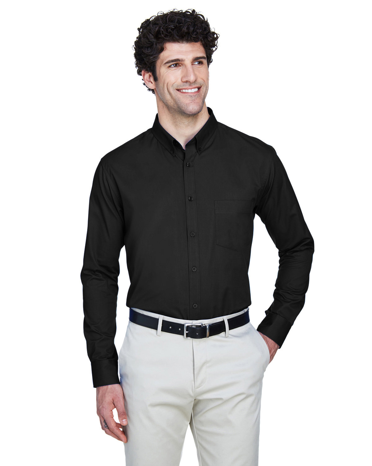 CORE365 Men's Operate Long-Sleeve Twill Shirt BLACK 