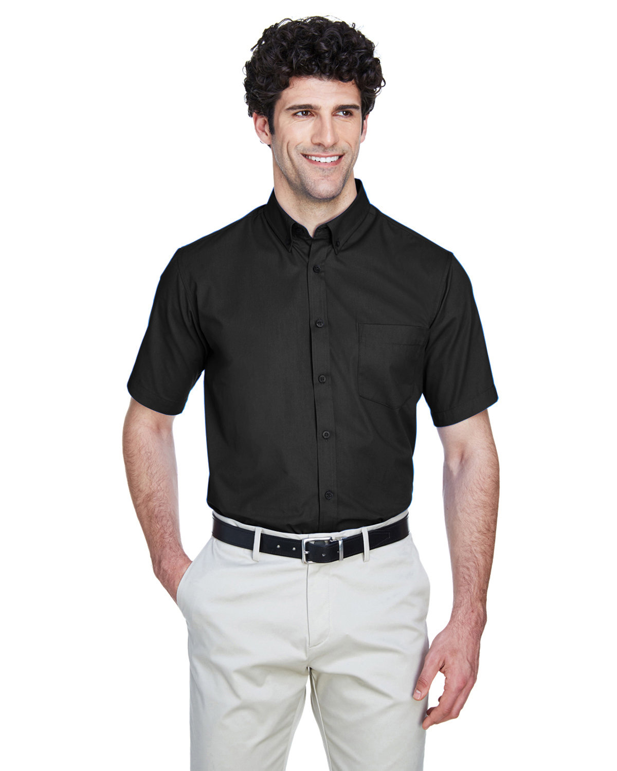 CORE365 Men's Optimum Short-Sleeve Twill Shirt black 