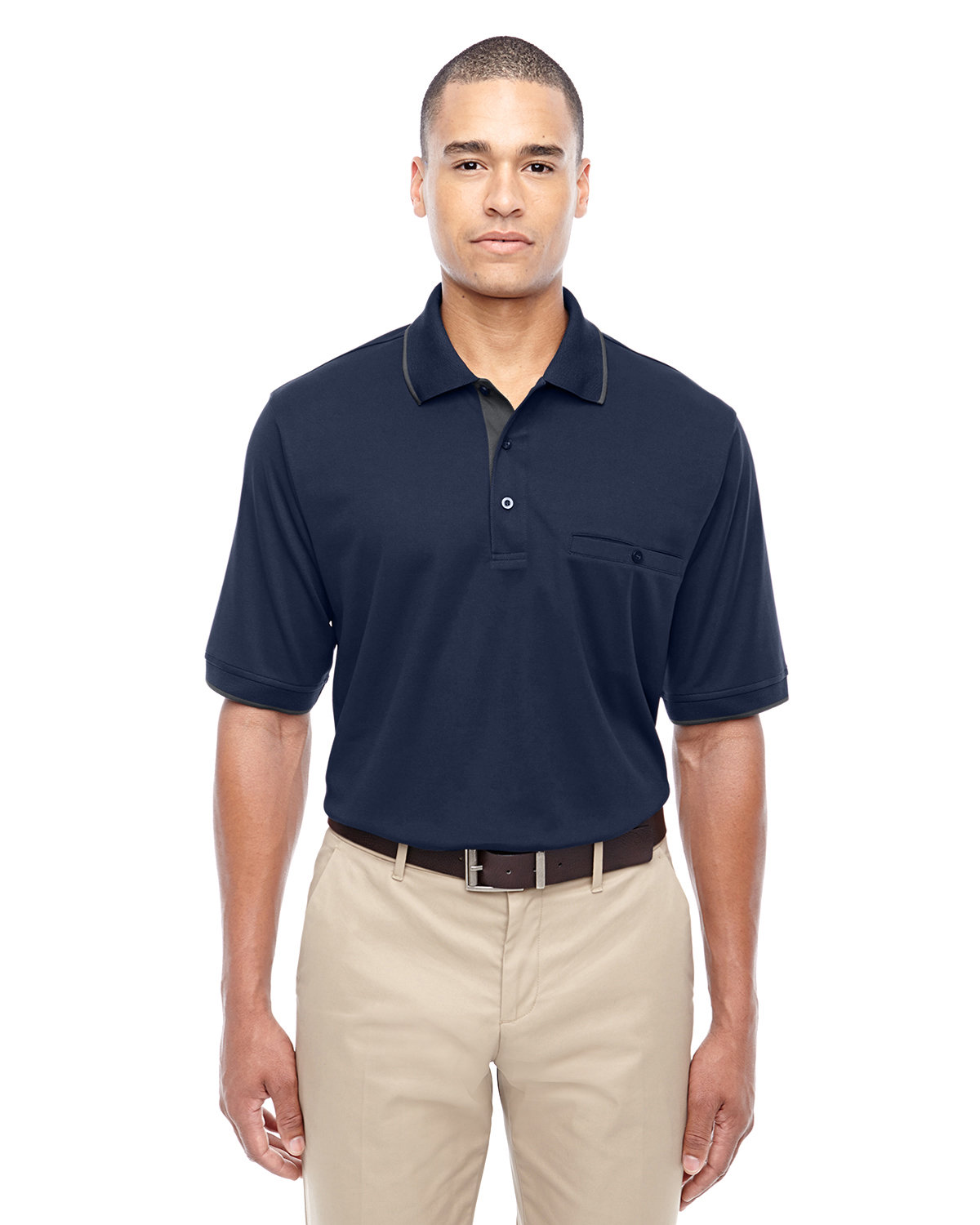 Core 365 Men's Motive Performance Piqué Polo with Tipped Collar CLASSC NVY/ CRBN 