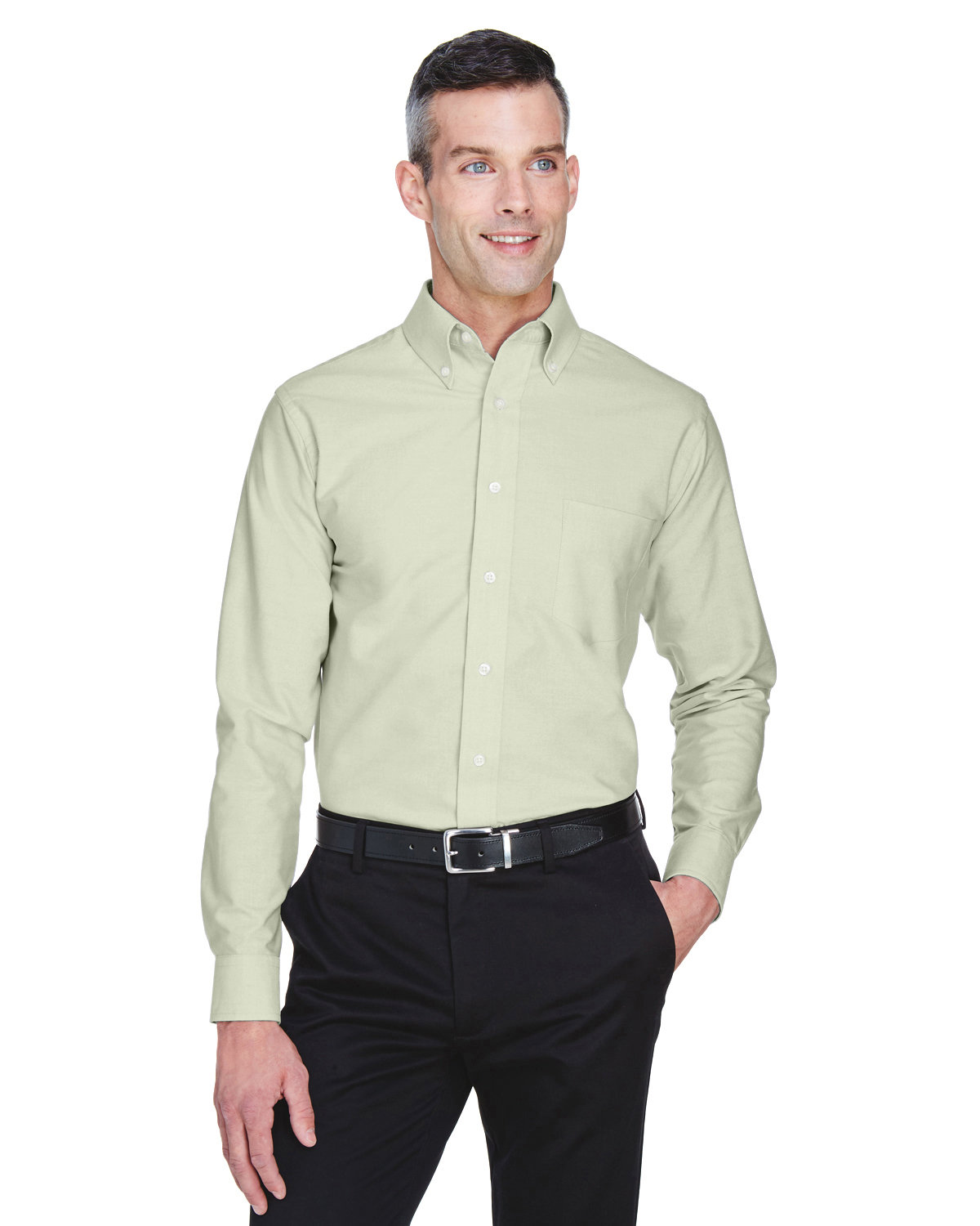 UltraClub Men's Classic Wrinkle-Resistant Long-Sleeve Oxford LIME 