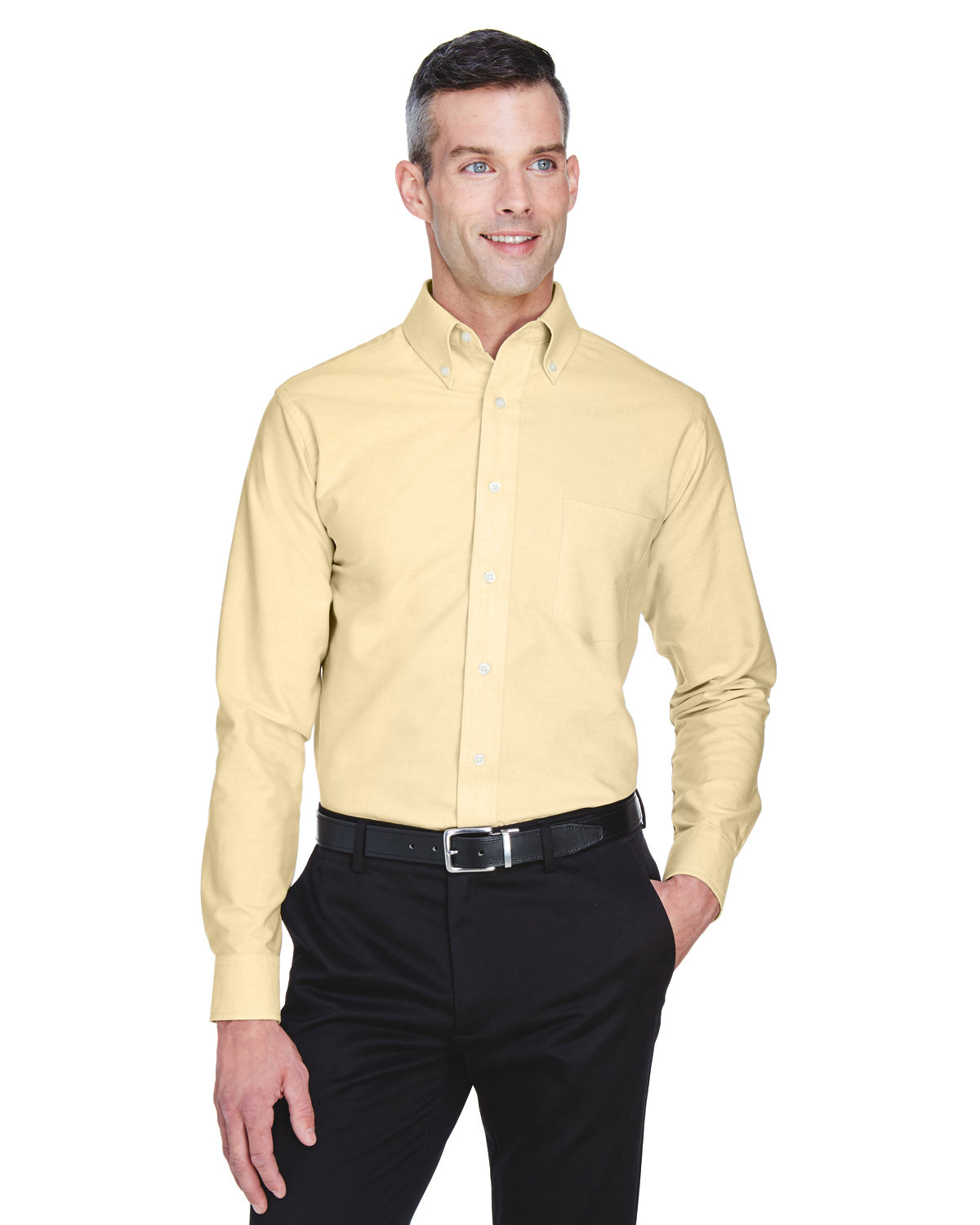 UltraClub Men's Classic Wrinkle-Resistant Long-Sleeve Oxford BUTTER 