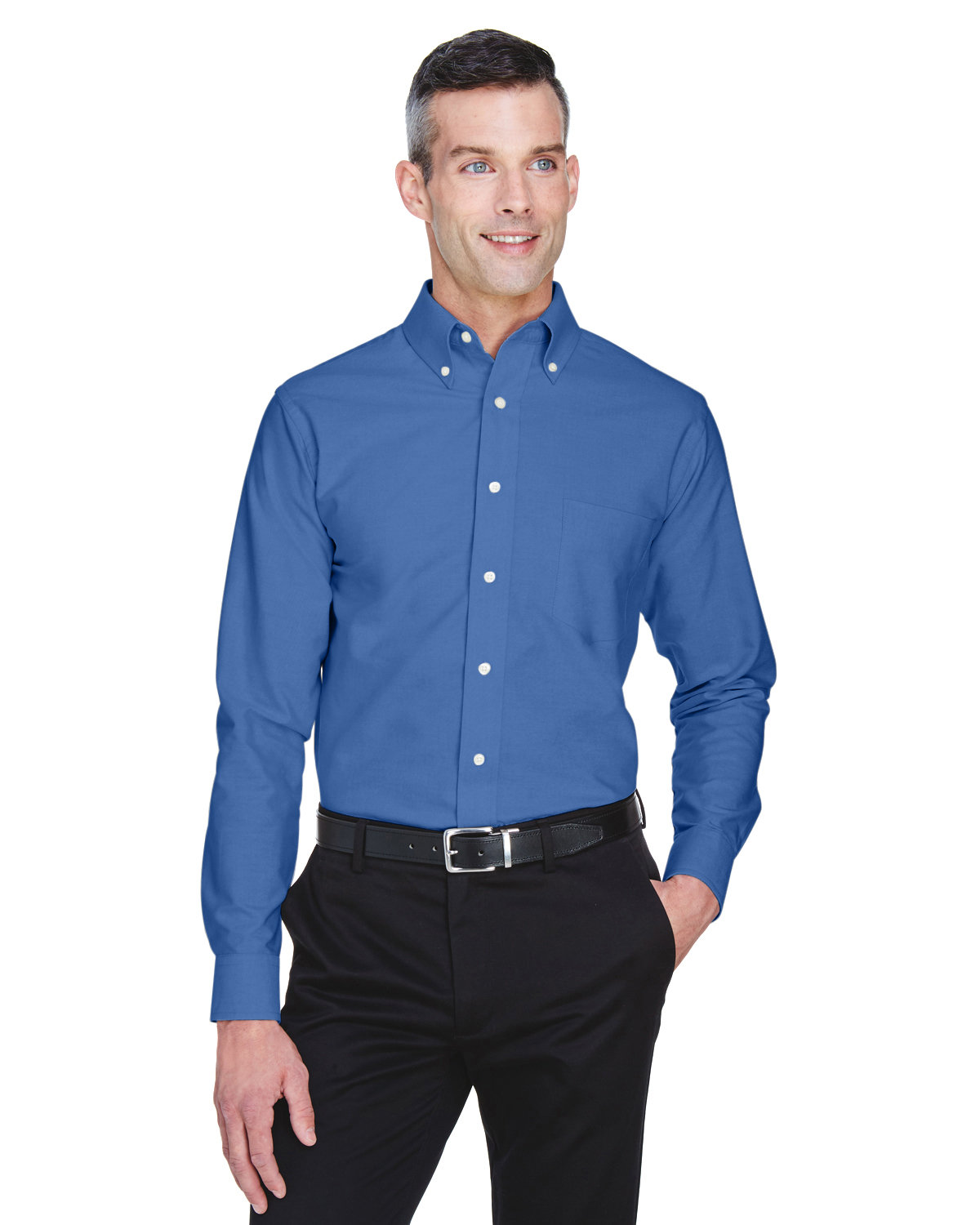 UltraClub Men's Classic Wrinkle-Resistant Long-Sleeve Oxford FRENCH BLUE 
